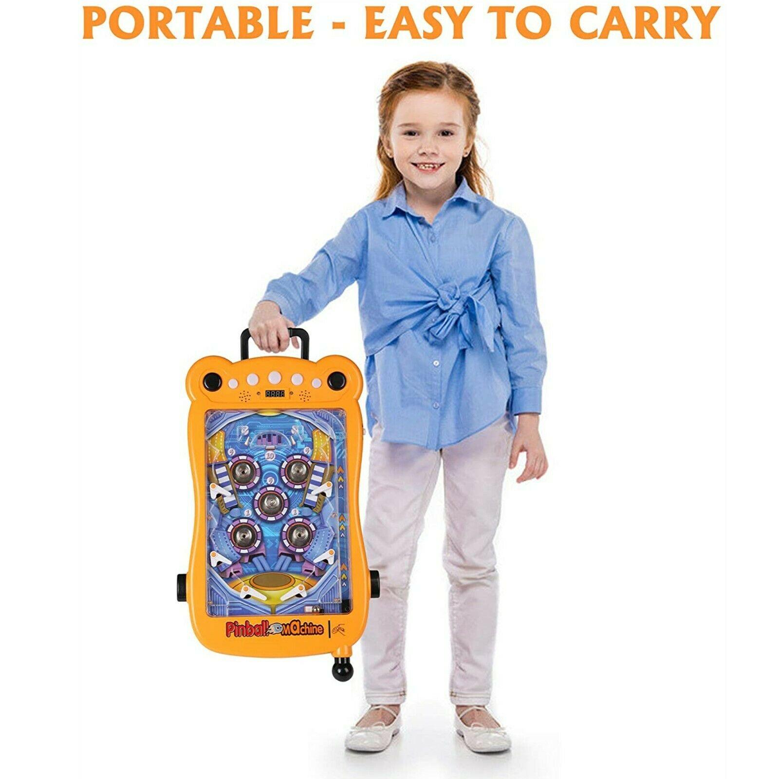 (Out of Stock) Mini Pinball Machine Portable Tabletop Game Kids Interactive Toys Party, Orange - Bosonshop