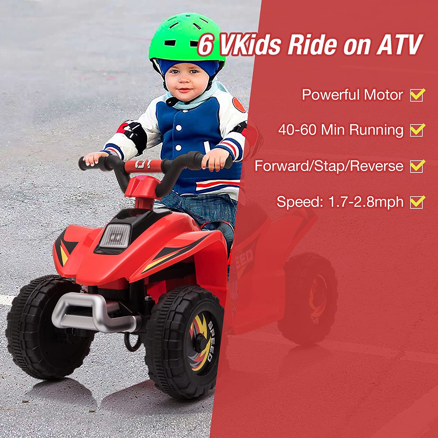 6V Battery Powered Kids Electric Ride on ATV, Motorized Ride On Mini Vehicle Car for Toddlers Boys Girls - Bosonshop