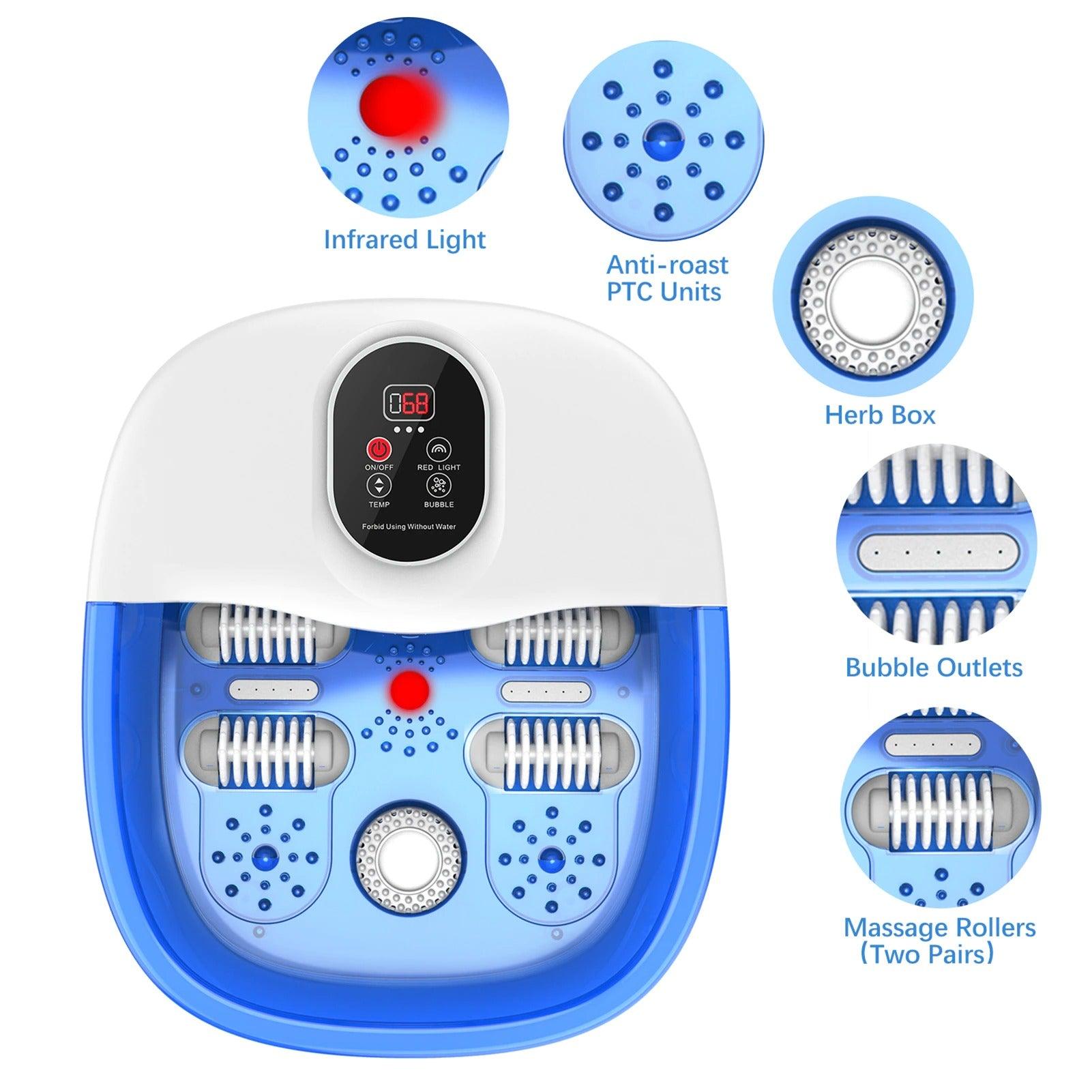 (Out of Stock) Shiatsu Portable Heated Electric Foot Spa Bath Roller Motorized Massager - Bosonshop