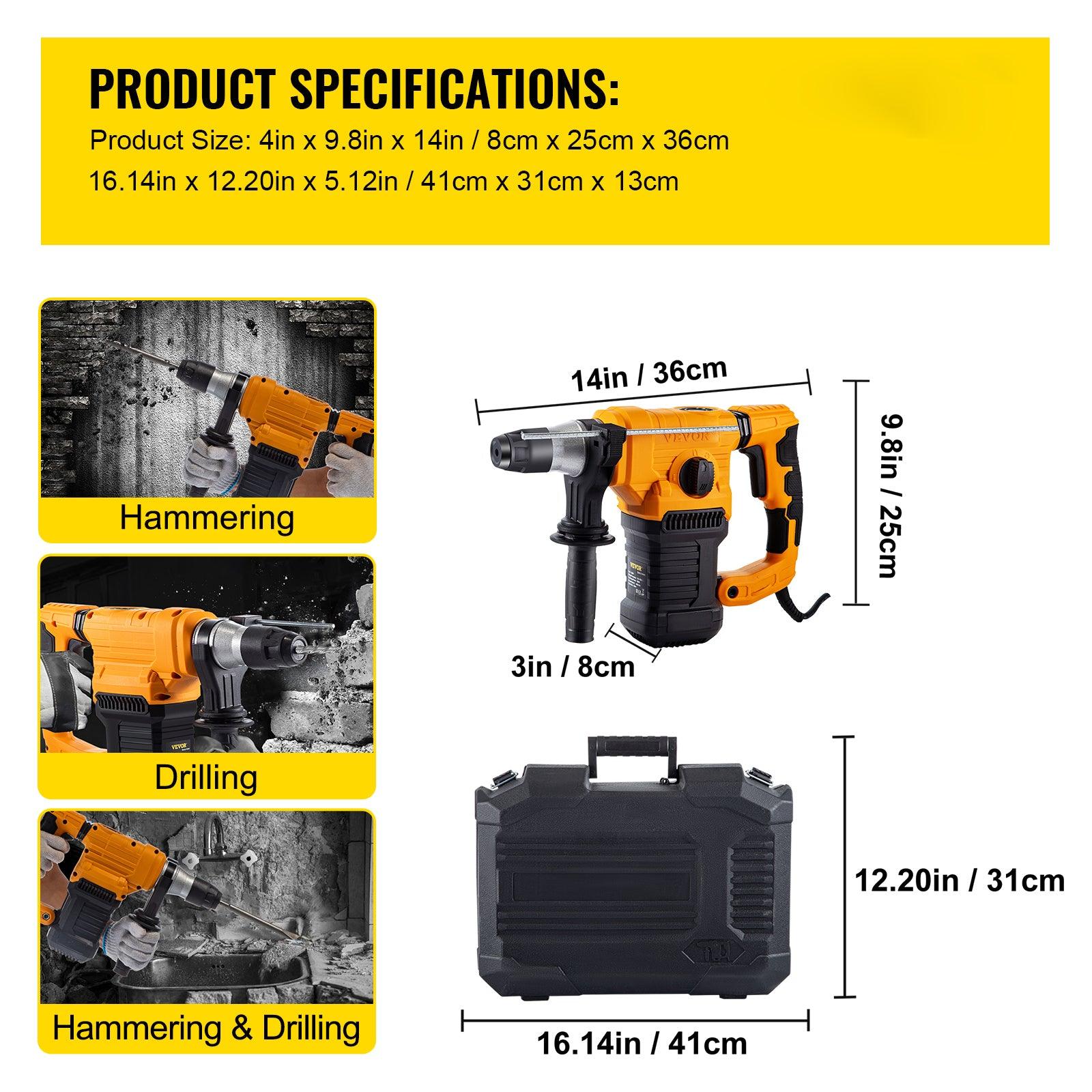 (Out of Stock) 13 AMP Electric Rotary Hammer SDS Plus Demolition Jackhammer Breaker 3 in1 Electric Wood Concrete Perforator - Bosonshop