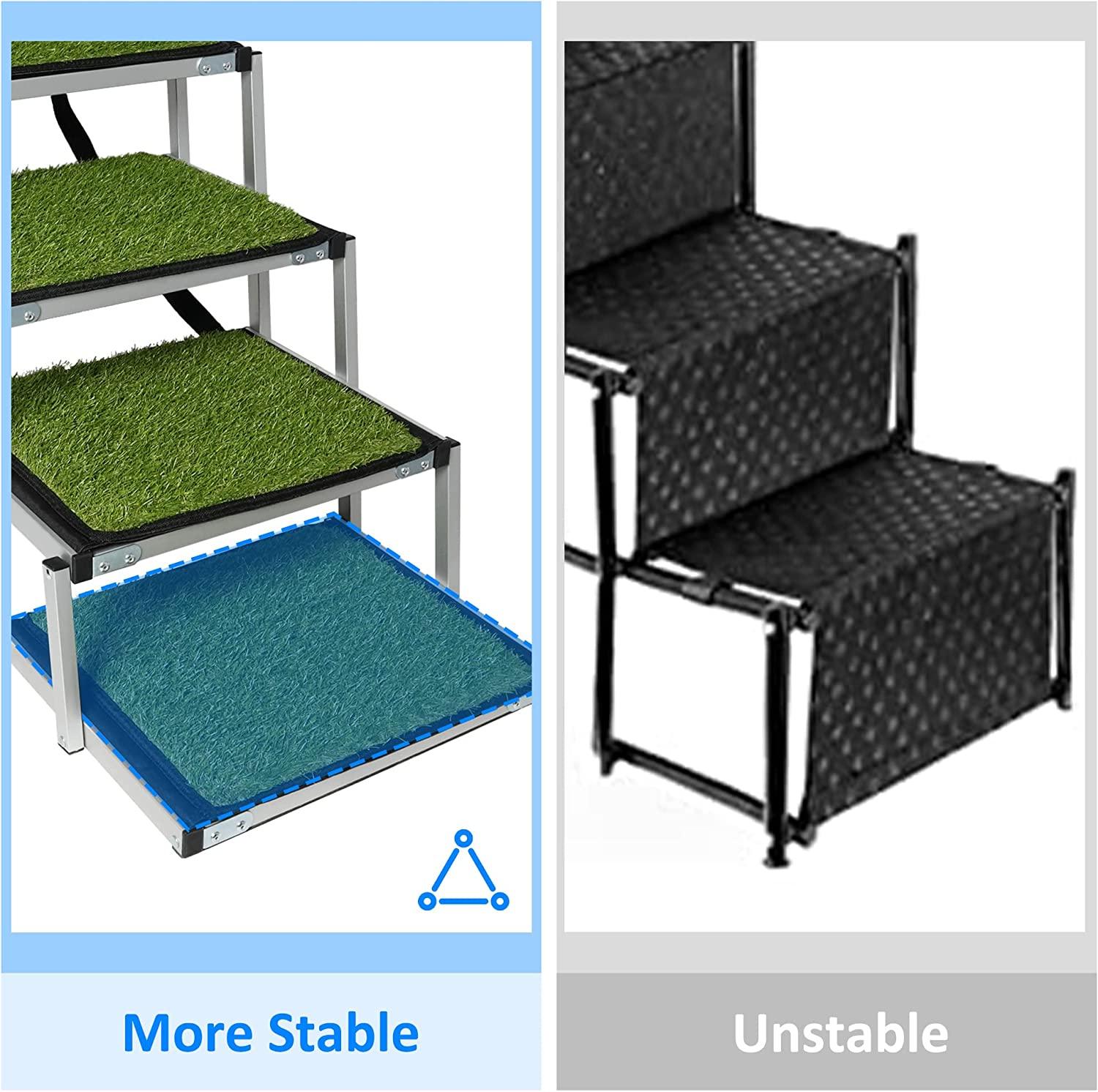 Foldable Aluminum Alloy 6 Steps Dog Stairs with Artificial Turf Non-Slip Surface for Large Dogs, Supports up to 150Lbs - Bosonshop