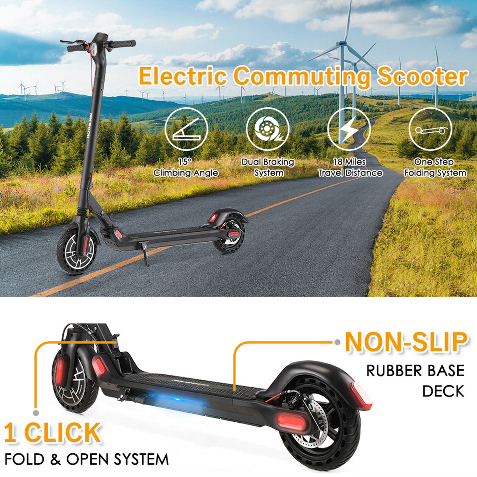 (Out of Stock) Up to 18.5 Miles Foldable Commuting Electric Scooter for Adults Teens w/ Dual Braking System & App, 19 MPH Top Speed - Bosonshop