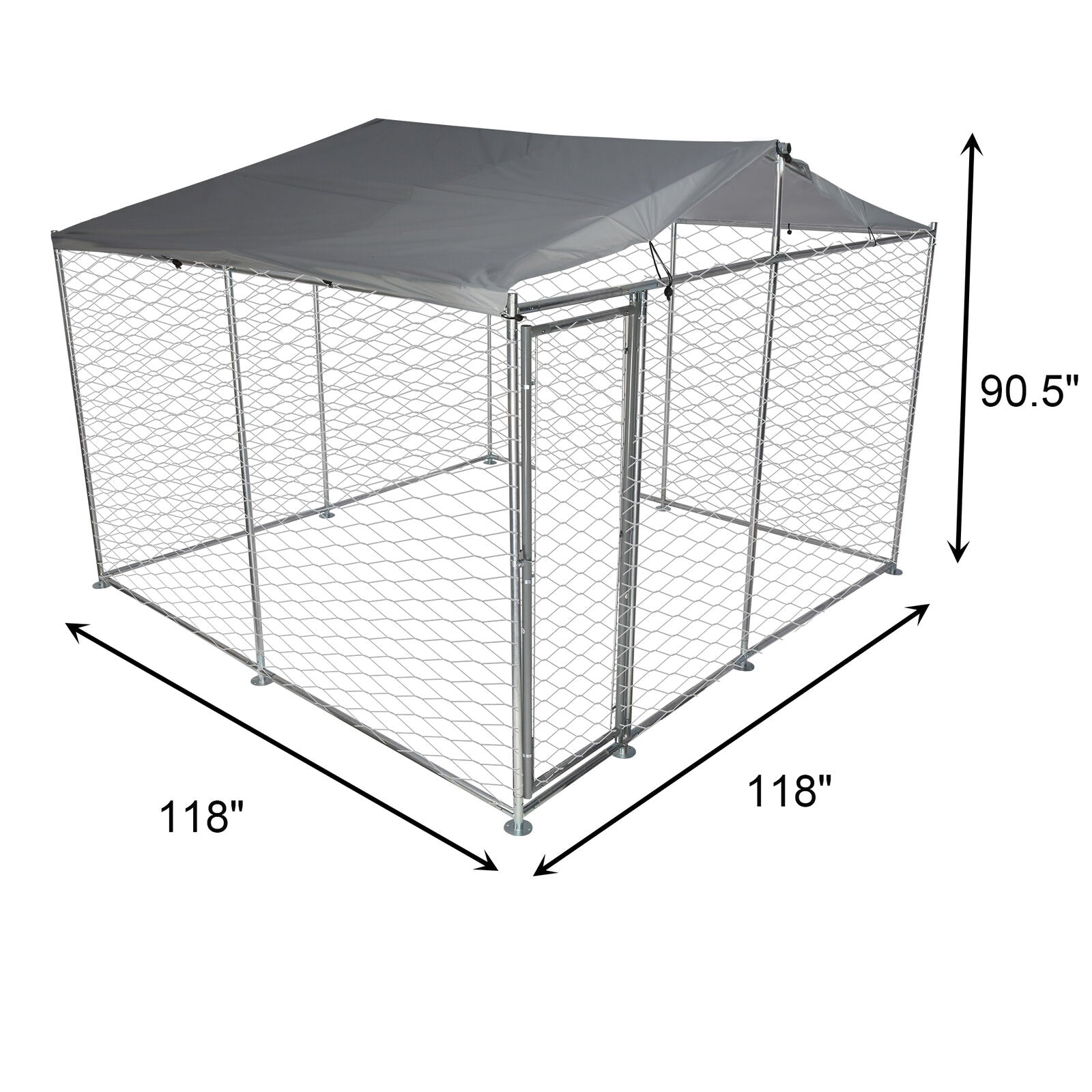 10' x 10' x 7.5' Outdoor Metal Dog Playpen For Your Puppy, Exercise Pens For Puppies, Chain Link Dog Kennel - Bosonshop