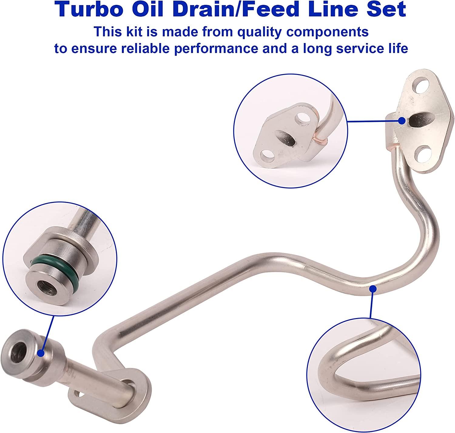 Turbo Oil Feed Line /Oil Return Line Kit for 2003-2010 Ford 6.0L Powerstroke Diesel F250 F350 F450 F550 - Bosonshop