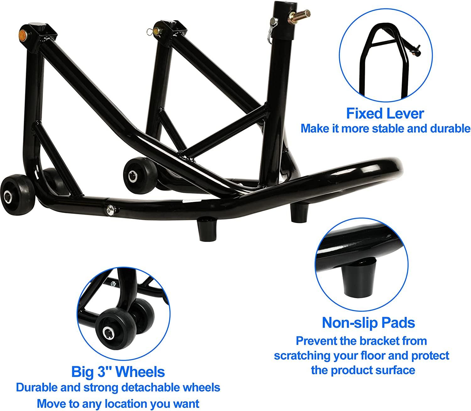 Motorcycle Stand Lift Front Rear Combo Lift Stand, Front Wheel Fork Stand Rear Wheel Swingarm Paddle Lift Stand, Universal Fit - Bosonshop