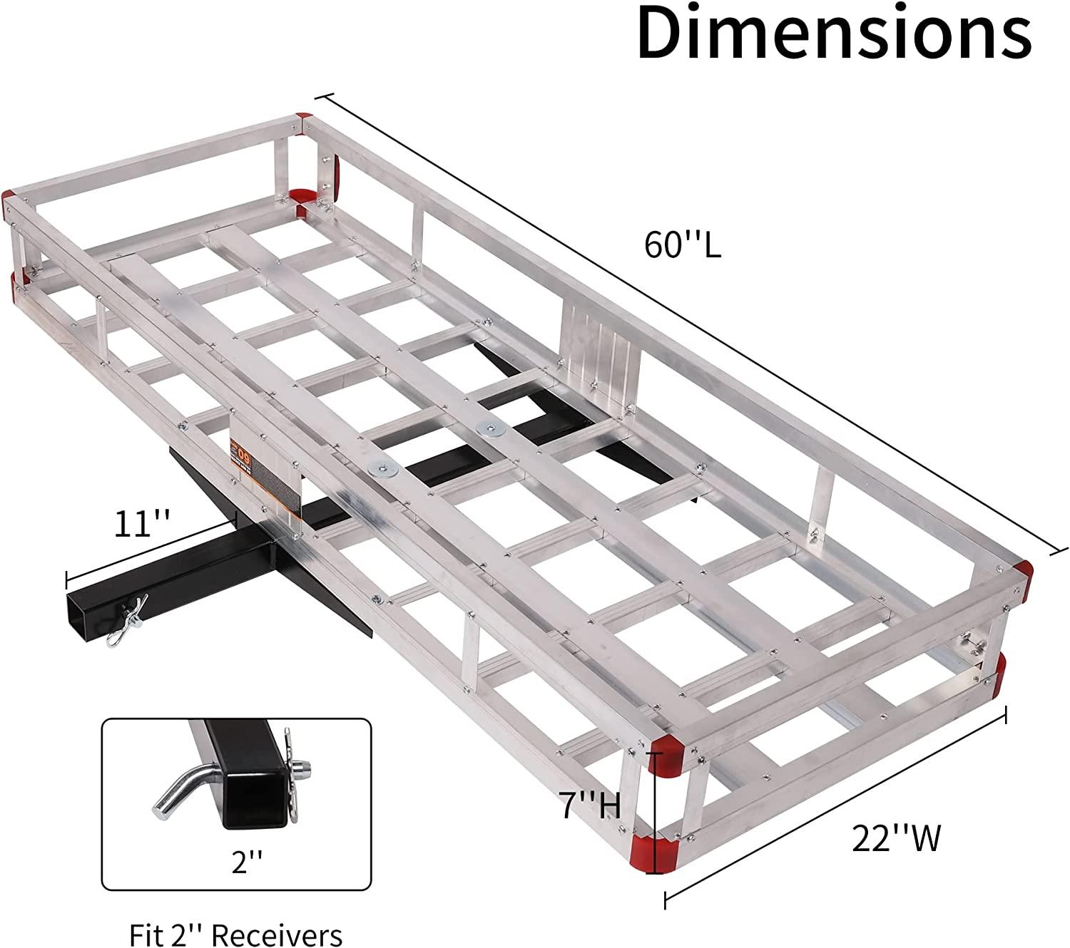 Aluminum Hitch Mounted Cargo Carrier,500 lbs Capacity, Silver - Bosonshop