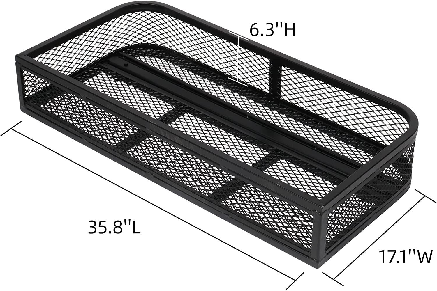 35.8"L x 17.1"W x 6.3"H ATV Front Basket Universal UTV Rear Rack Carrier Cargo Carrier Storage Basket, 500lbs Capacity - Bosonshop