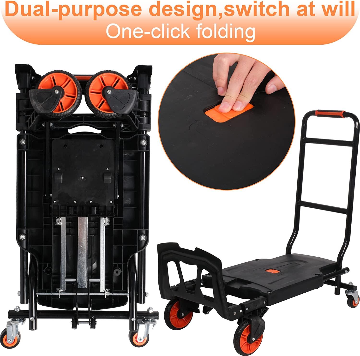 Folding Hand Truck Dolly Luggage Platform Cart with Bungee Cord - Bosonshop