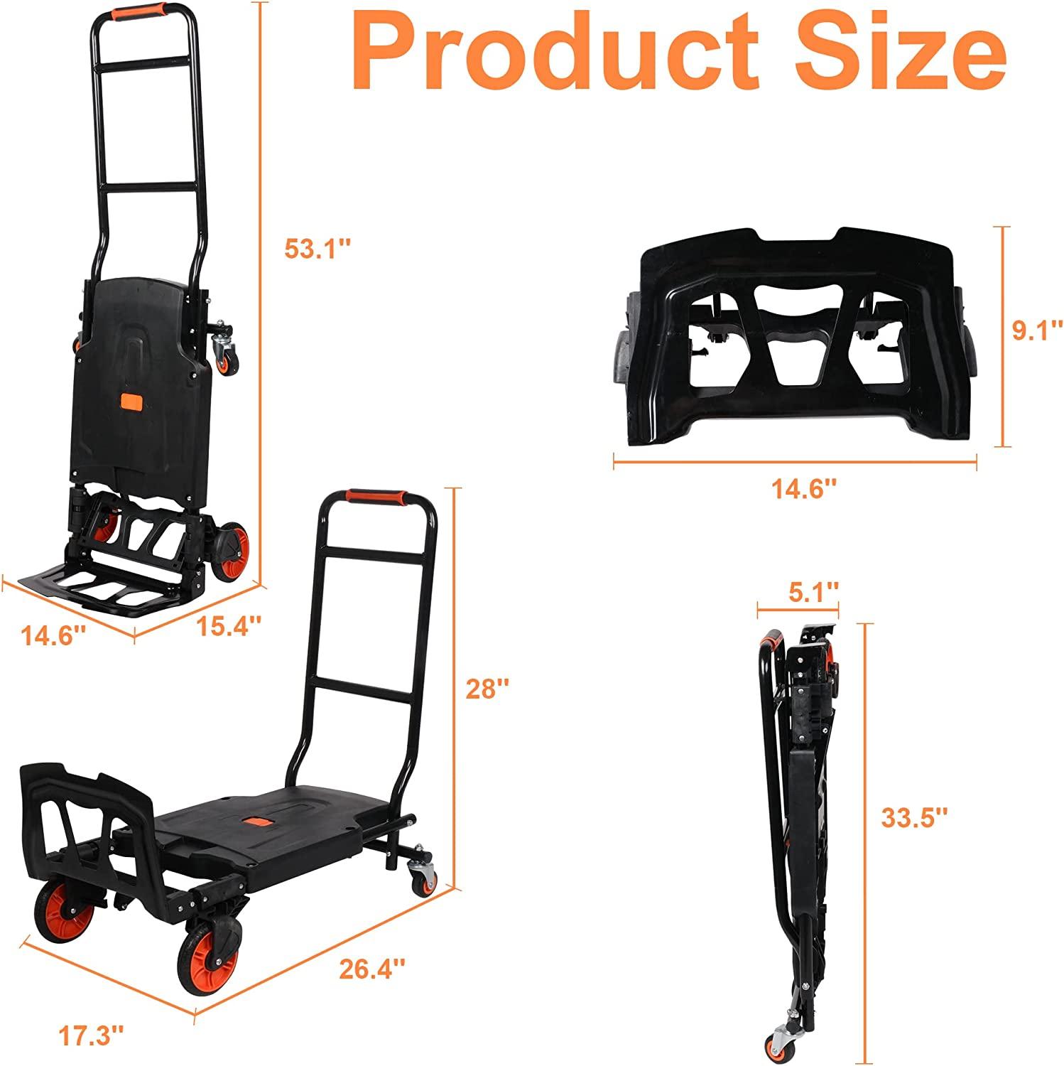 Folding Hand Truck Dolly Luggage Platform Cart with Bungee Cord - Bosonshop