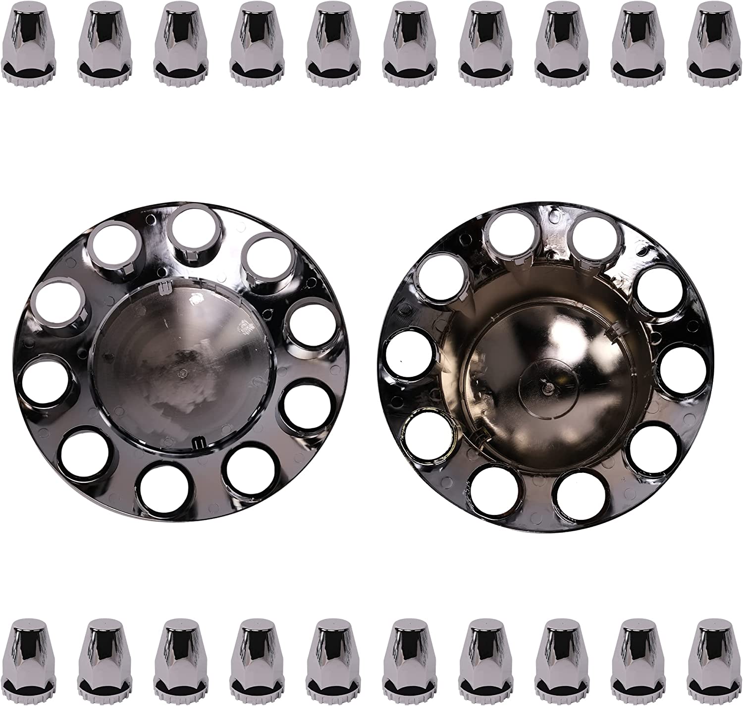 6 Complete Chrome Axle Hub Cover Kit with Standard Lug Nut Covers - Bosonshop