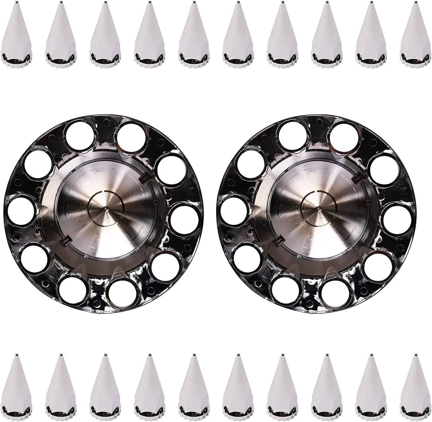 Chrome Front Rear Wheel Axle Hub Cover Kit with Spiked Lug Nut Covers - Bosonshop