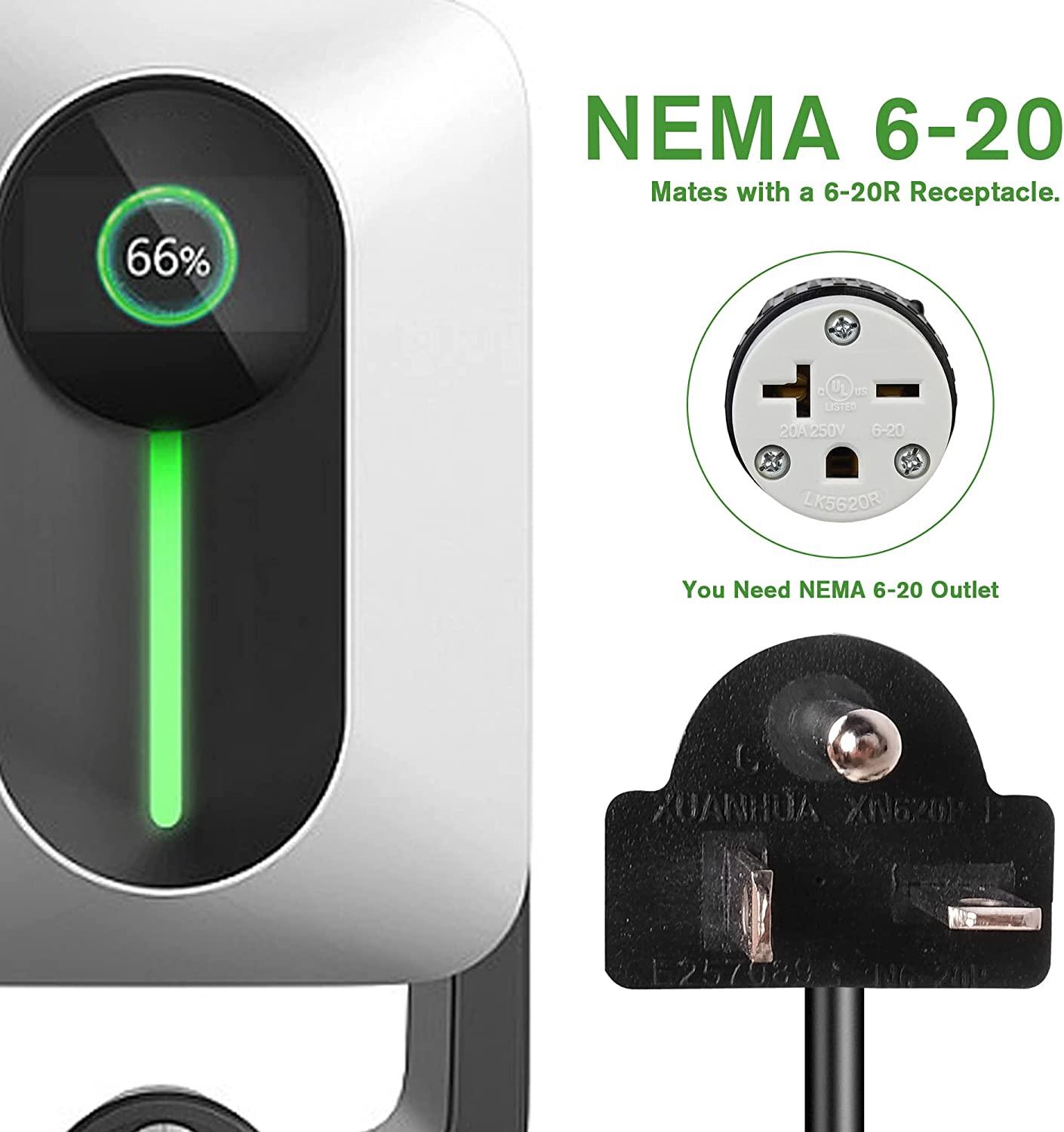 16A 21ft Portable Level 1-2 Electric Vehicle (EV) Charger110V-240V with NEMA 6-20 Plug For J1772 EVs - Bosonshop