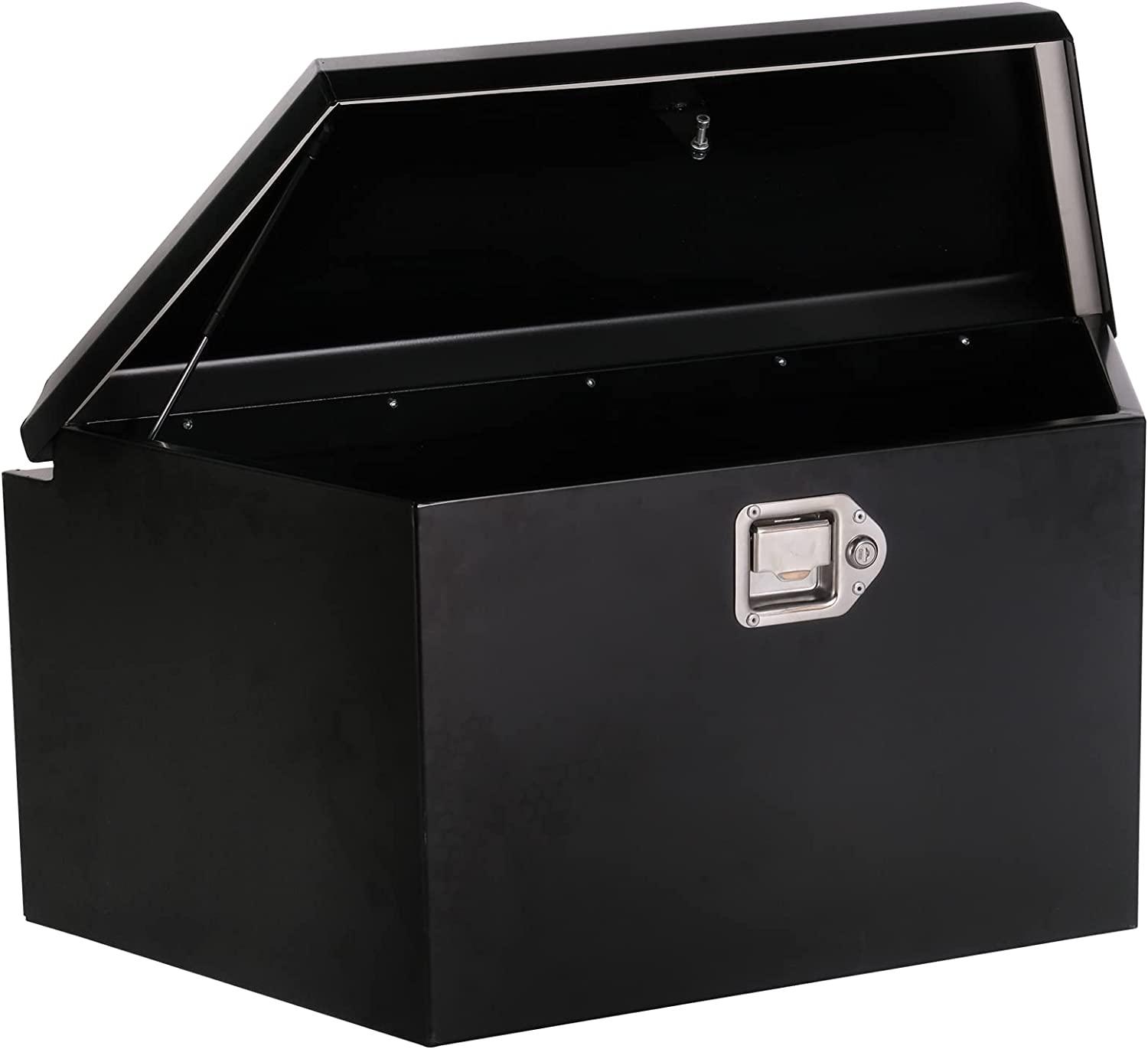 Trailer Tongue Truck Tool Box 34"L x 14"W x 16"H Heavy Duty Steel Trunk Trailer Storage Organizer, Black - Bosonshop