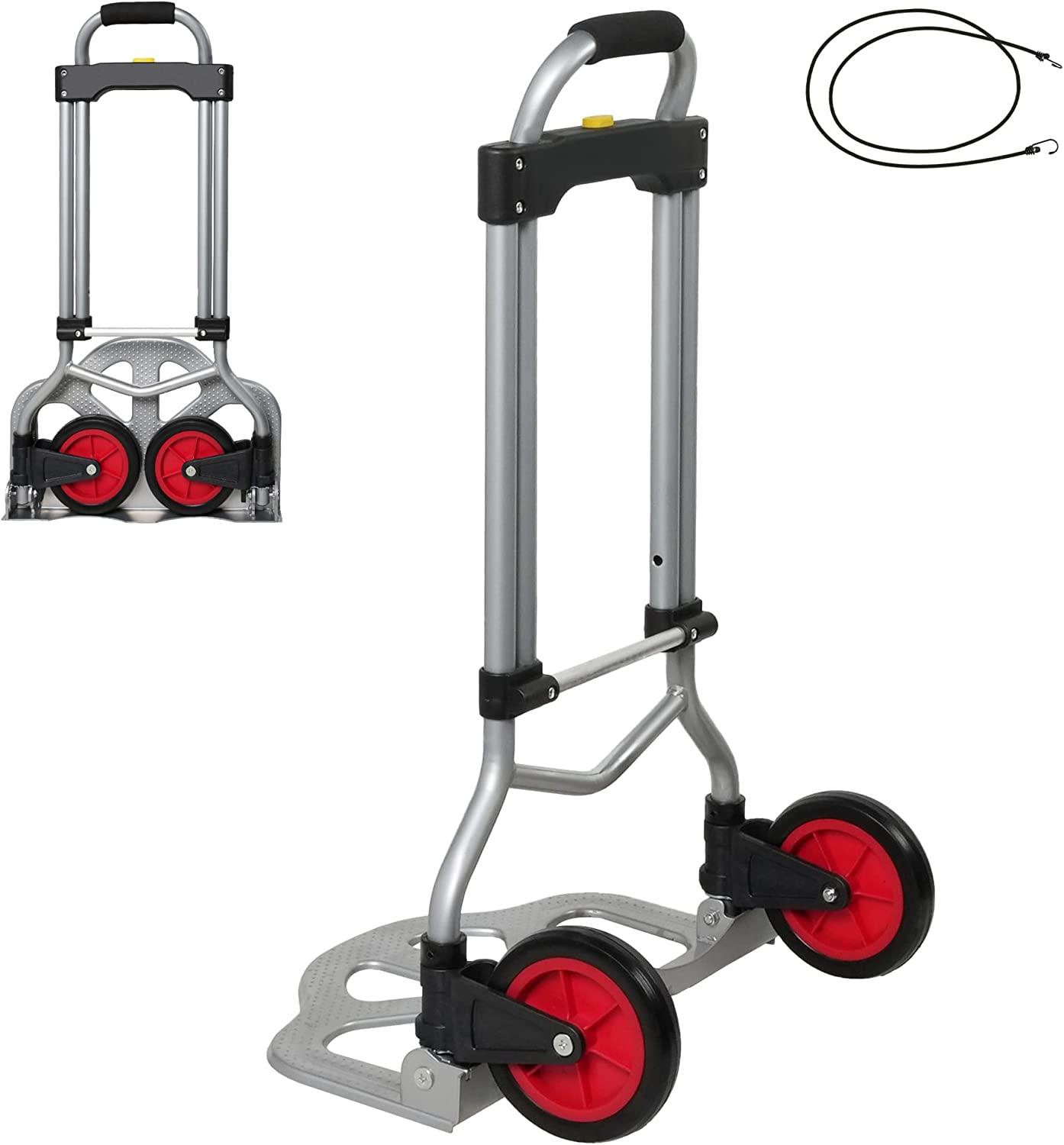 Aluminum Alloy Heavy Duty Hand Dolly Cart, Folding Hand Truck with 2 Wheel with Telescoping Handle - Bosonshop