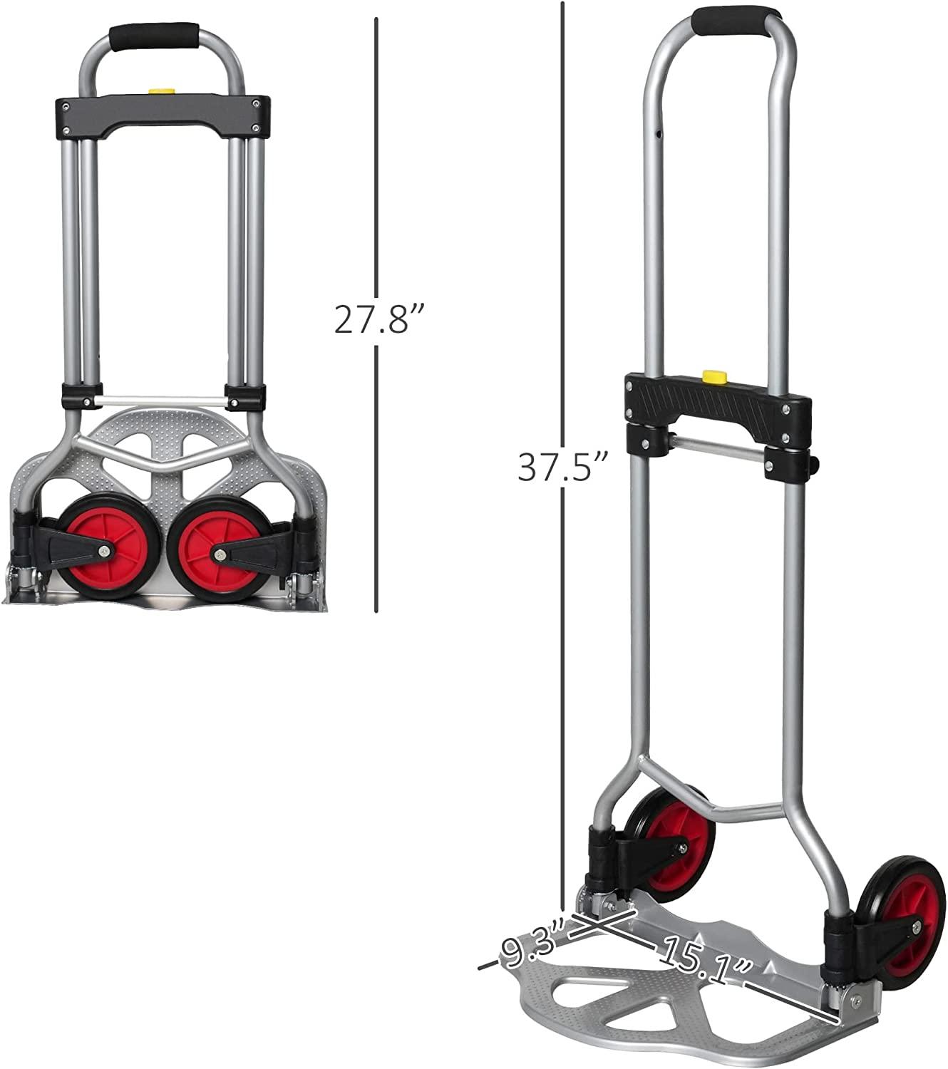 Aluminum Alloy Heavy Duty Hand Dolly Cart, Folding Hand Truck with 2 Wheel with Telescoping Handle - Bosonshop