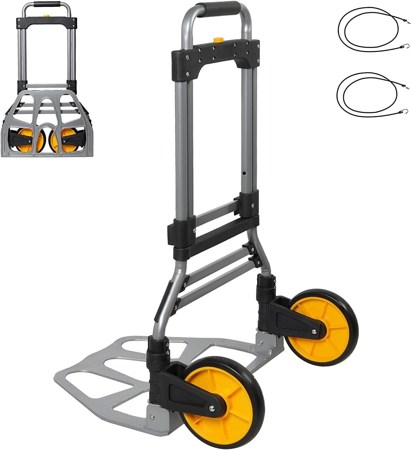 (Out of Stock) Heavy Duty Folding Hand Truck Dolly - 2 Wheel Aluminum Alloy Moving Hand Cart, 330LB Capacity - Bosonshop