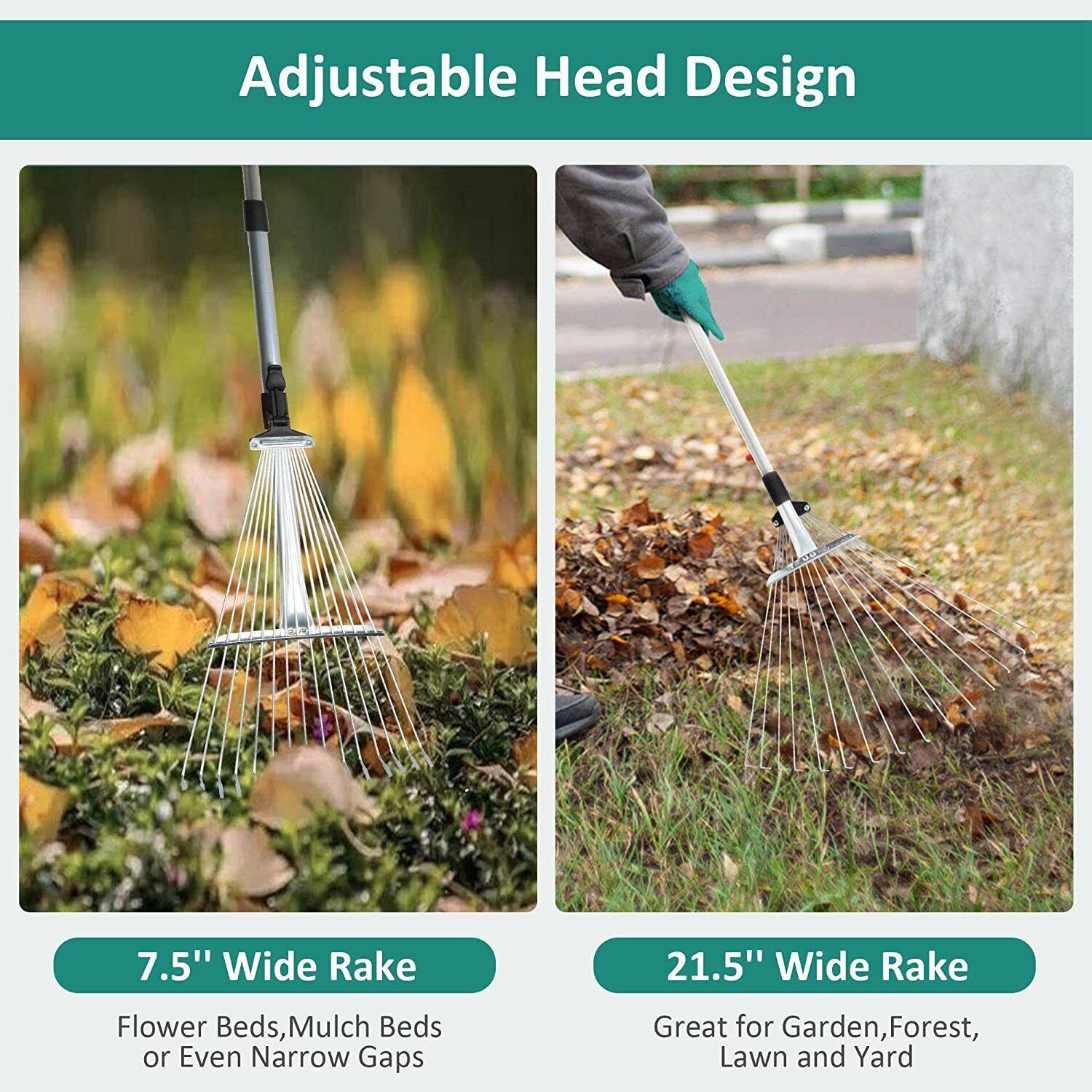 Leaf Scoop Hand Rake Set with Reuseable Garden Bag & 1 Pair Work Gloves for Collecting Leaves, Mulch and Debris - Bosonshop