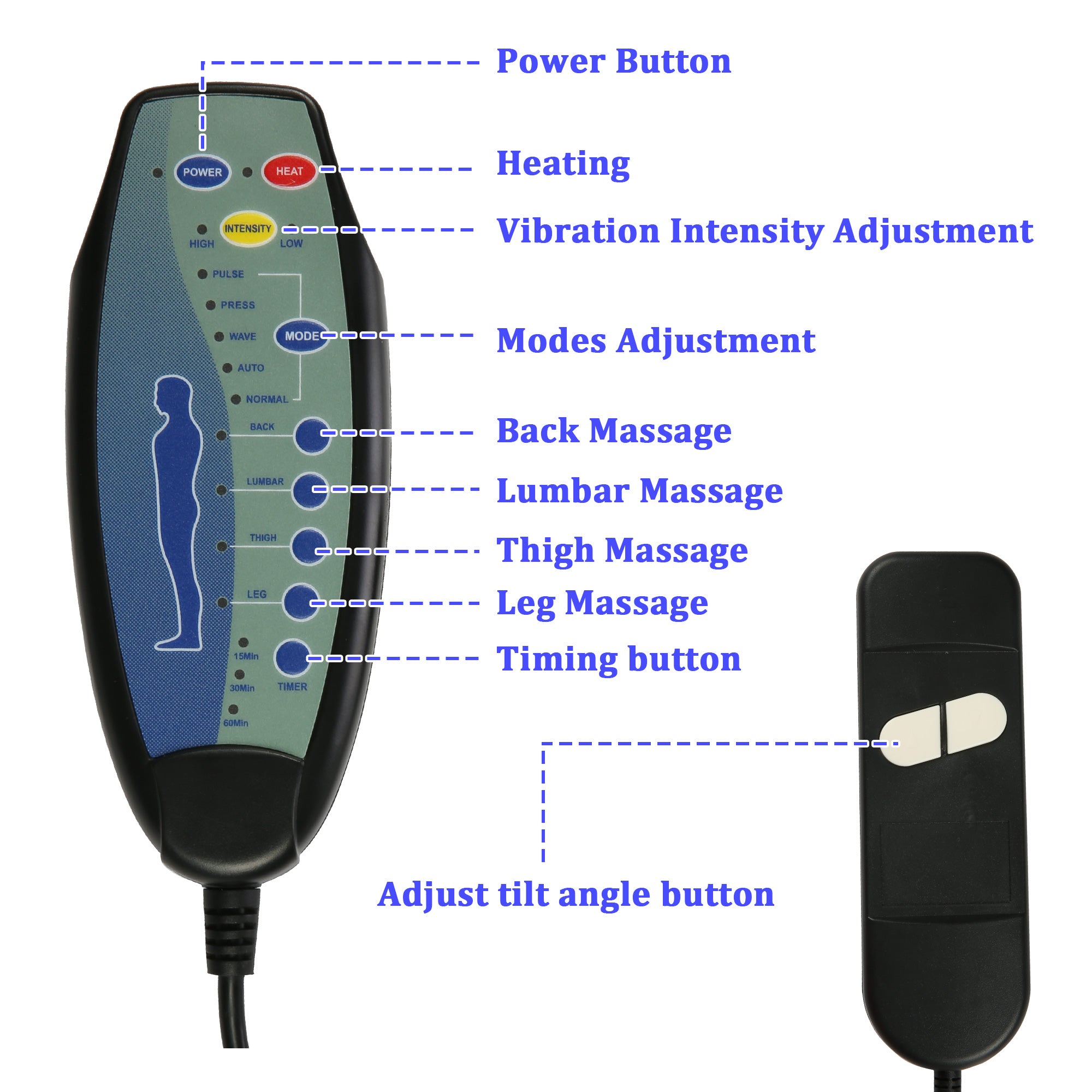 Power Lift Recliner Chair, Electric Full Body Massage Chair for Elderly with Massage and Heat, Blue - Bosonshop