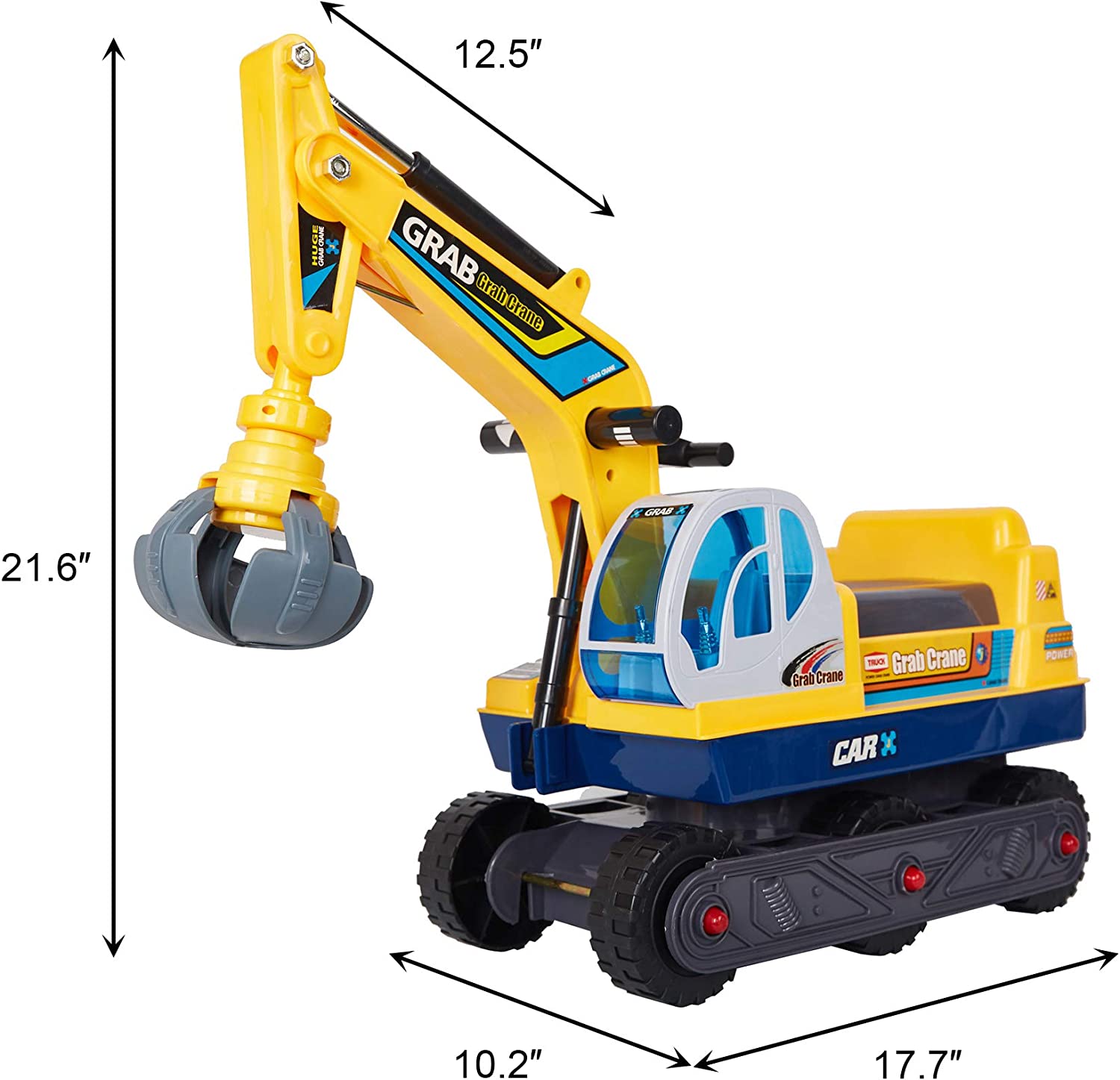 2-in-1 Kids Ride-on Crane Construction Grabber Toy with Engineering Hat - Bosonshop