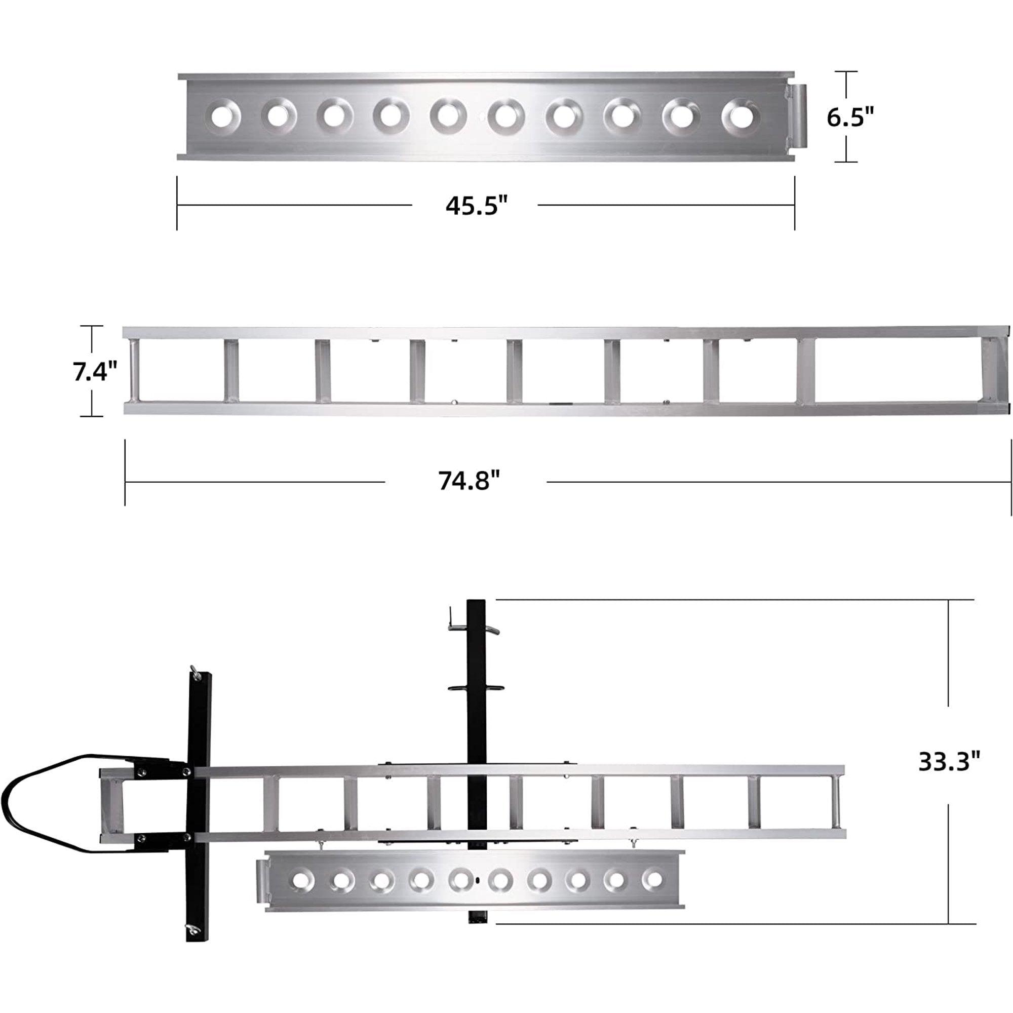 440 lb Capacity Aluminum Motorcycle Carrier with 3.8' Ramp, 2" Receiver Dirt Bike Scooter Hitch-Mounted Rack - Bosonshop