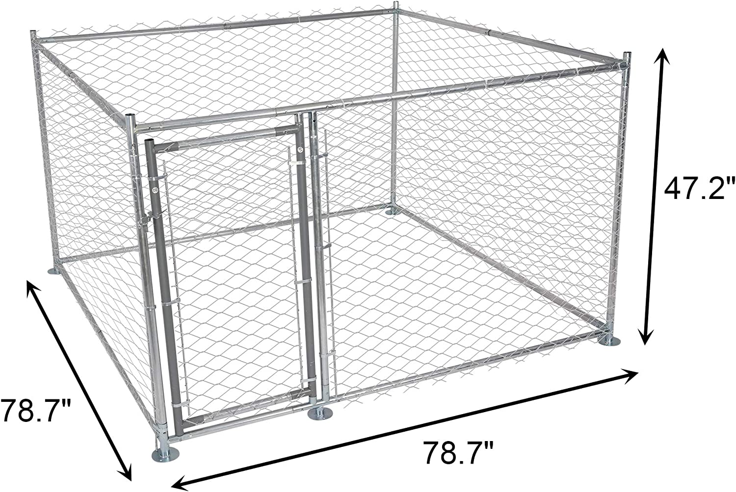 Outdoor Dog Kennel Heavy Duty Galvanized Mesh Steel Fence Dog Playpen Run Cage w/ Secure Lock 6.6x6.6x4 ft - Bosonshop