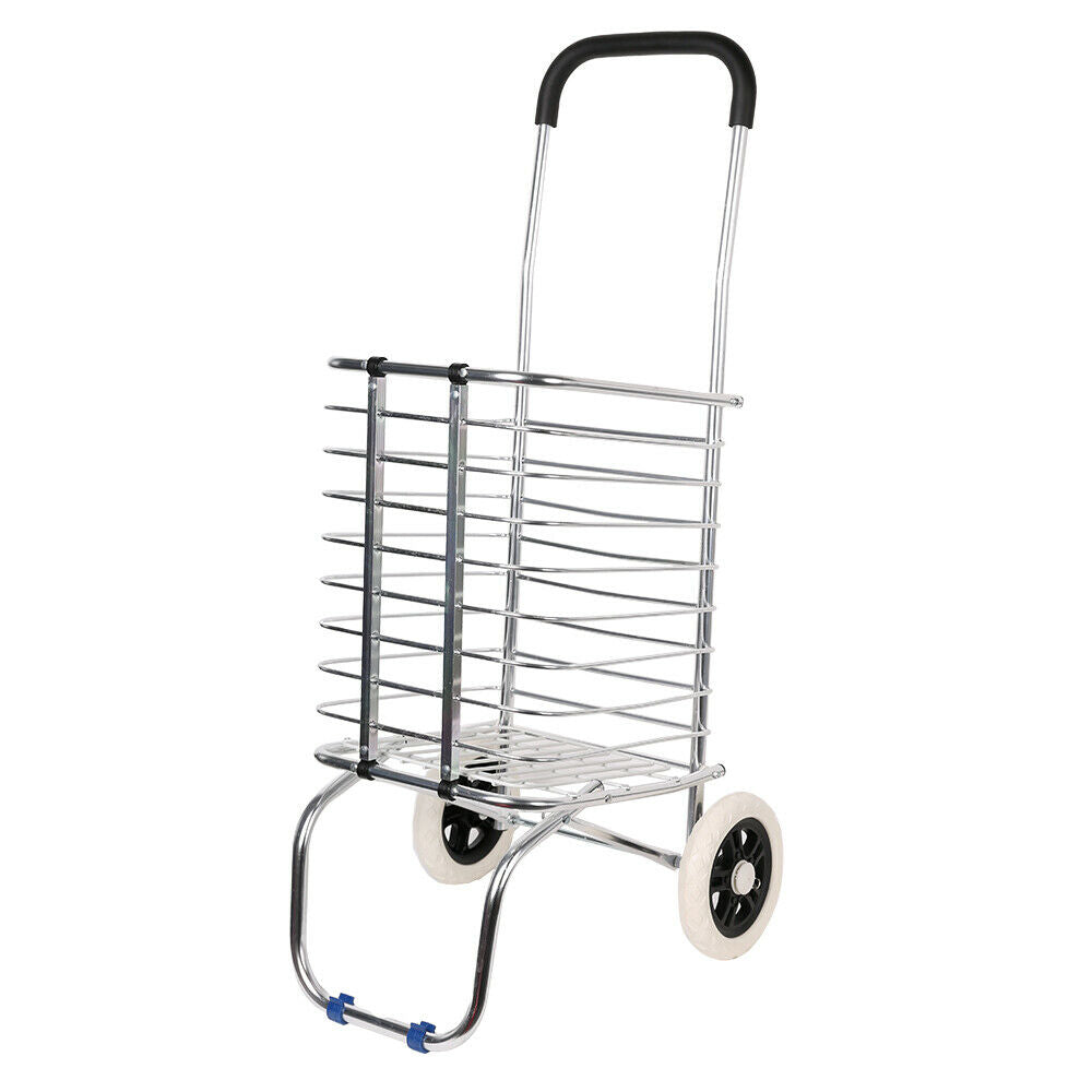 (Out of Stock) Folding Aluminum Shopping Cart for Laundry with 2 Wheels - Bosonshop