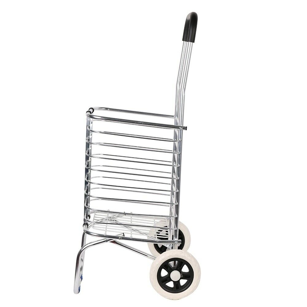 (Out of Stock) Folding Aluminum Shopping Cart for Laundry with 2 Wheels - Bosonshop