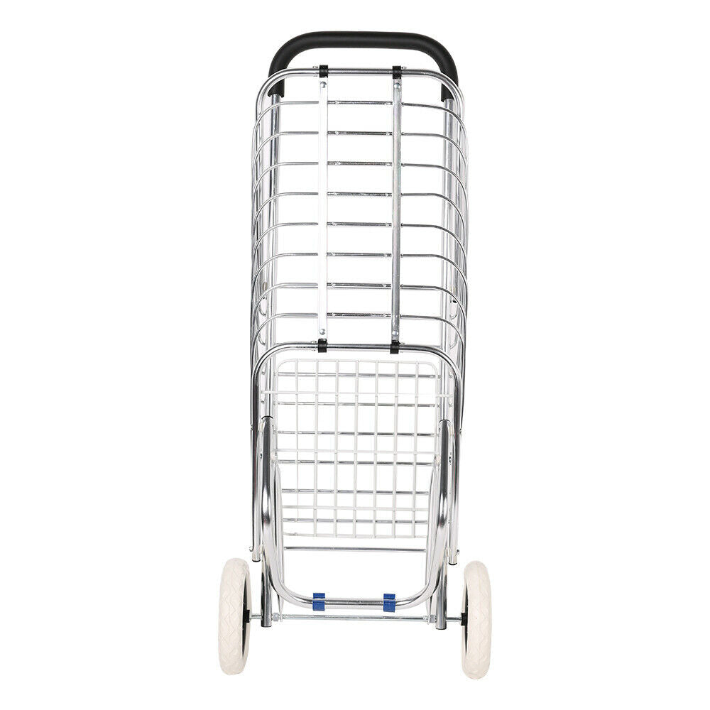 (Out of Stock) Folding Aluminum Shopping Cart for Laundry with 2 Wheels - Bosonshop