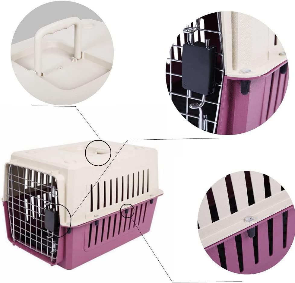 Plastic Cat & Dog Carrier Cage with Chrome Door Portable Pet Box Airline Approved, Large - Bosonshop