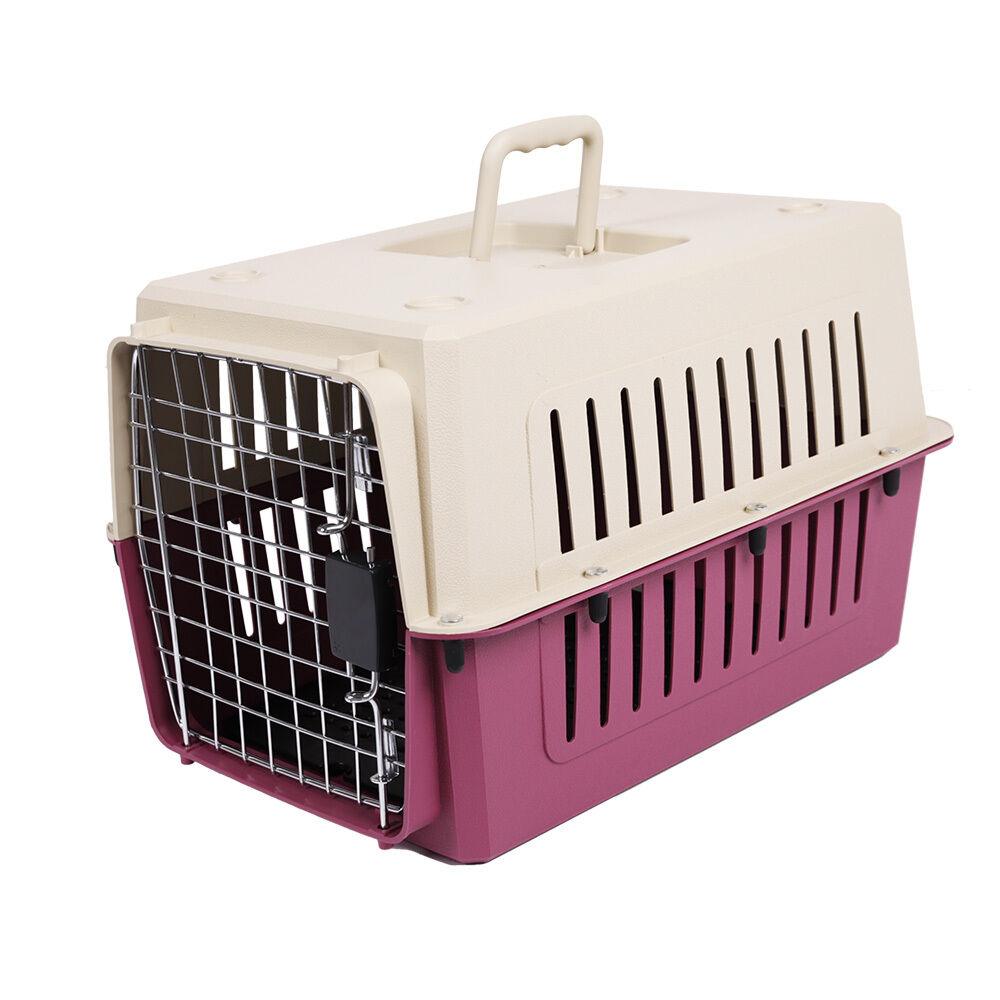 Plastic Cat & Dog Carrier Cage with Chrome Door Portable Pet Box Airline Approved, Large - Bosonshop