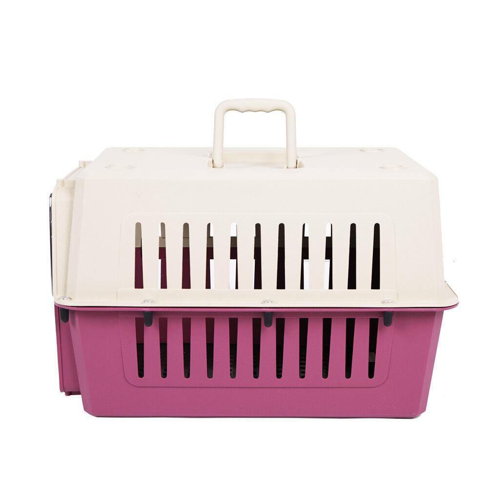 Plastic Cat & Dog Carrier Cage with Chrome Door Portable Pet Box Airline Approved, Large - Bosonshop