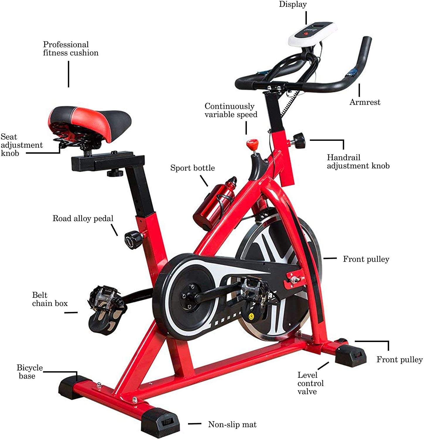 (Out of Stock) Upgraded Spinning Bike Home Fitness Equipment Indoor Silent Bicycle,Basic Sports Bike - Bosonshop