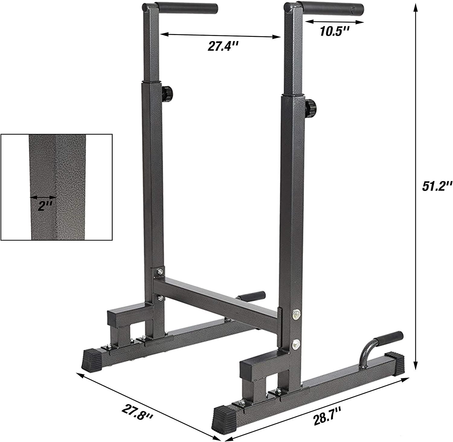 Heavy Duty Steel Dip Stand Station Adjustable Height Strength Training Pull Push Up Bar For Home Gym - Bosonshop