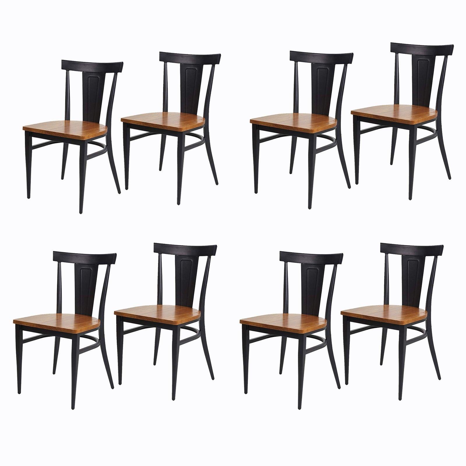 Heavy Duty Dining Chairs Set of 8 with Wood Seat and Metal Frame Restaurant Chairs for Commercial and Residential Use - Bosonshop