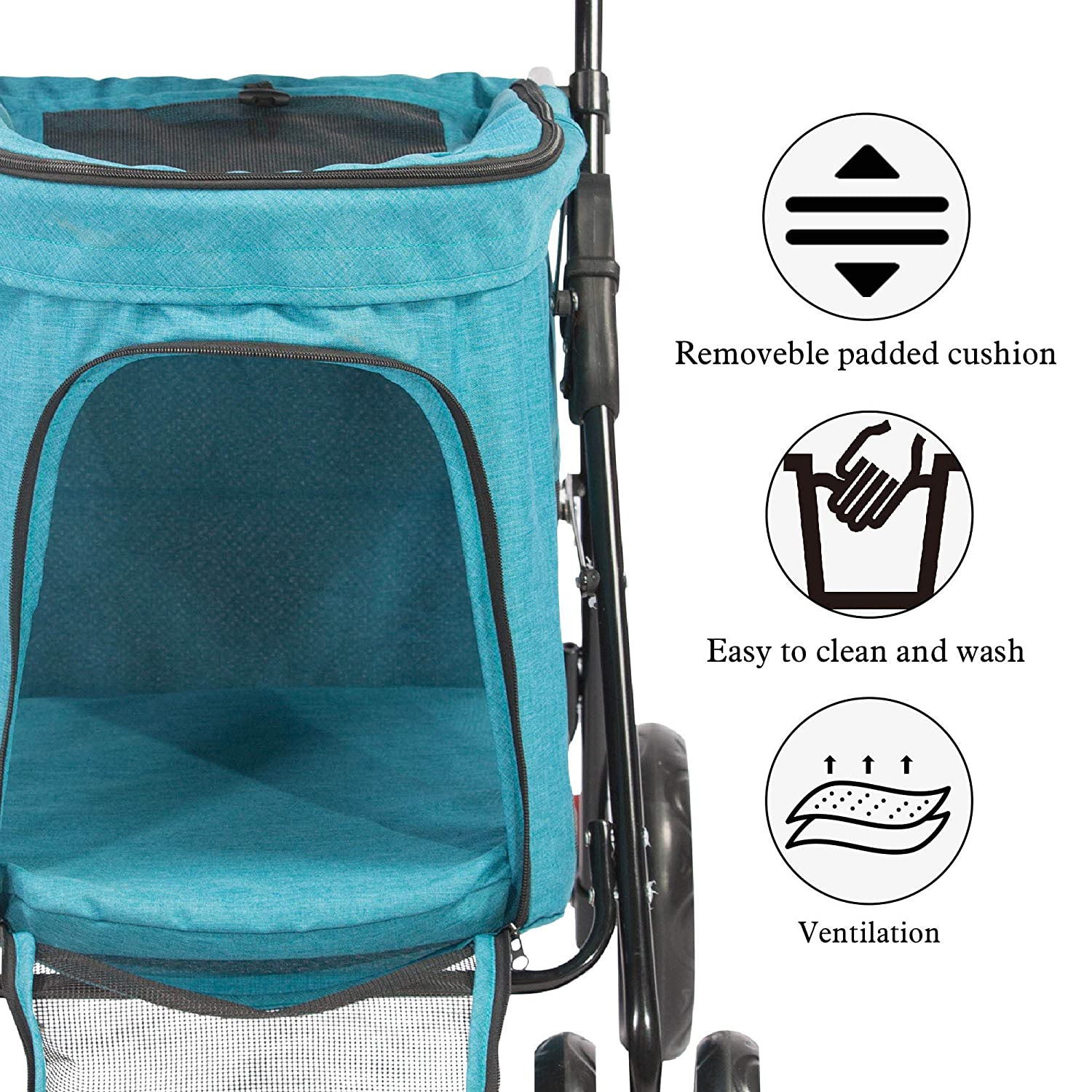 (Out of Stock) Double Decker Pet Stroller 4 Wheels Lightweight Foldable Dog and Cat Strollers Carrier for Walk, Travel, Jogger - Bosonshop