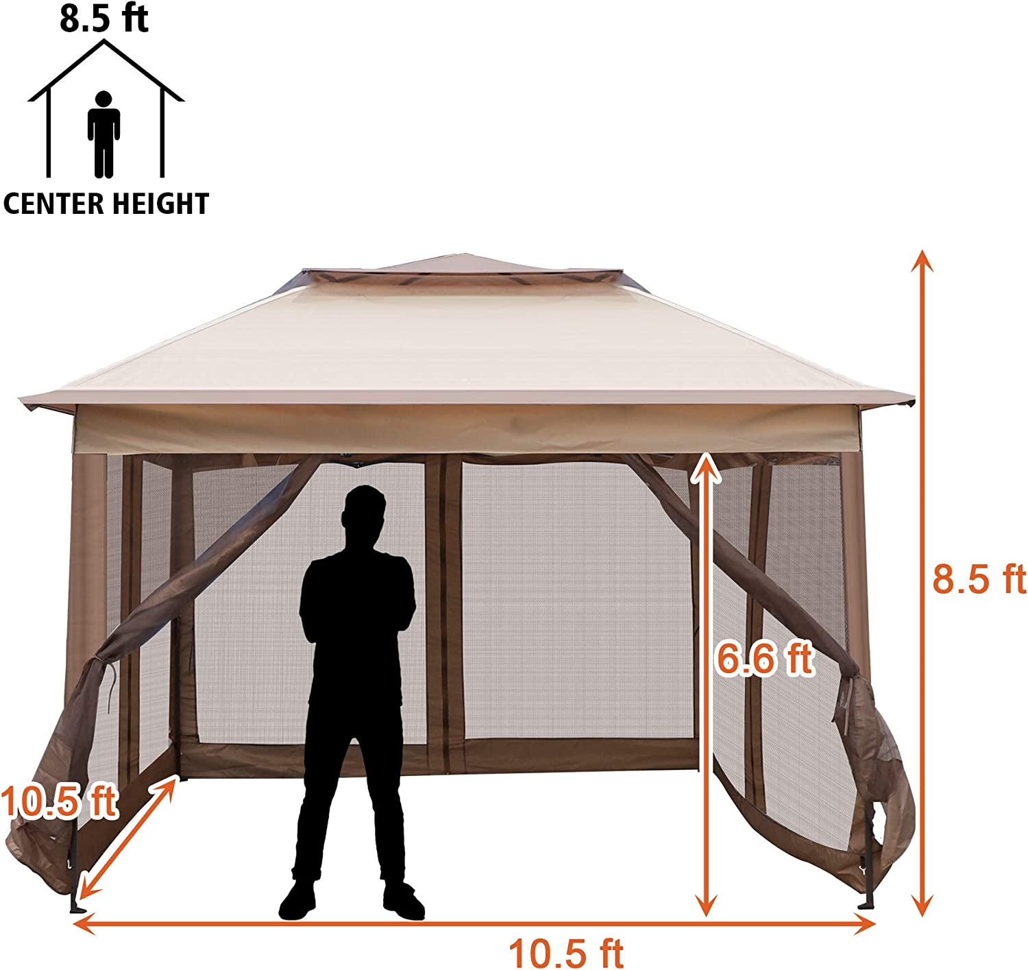 Pop Up Canopy Tent with Mesh Sidewall Height Adjustable Outdoor Gazebos with Carry Bag - Bosonshop