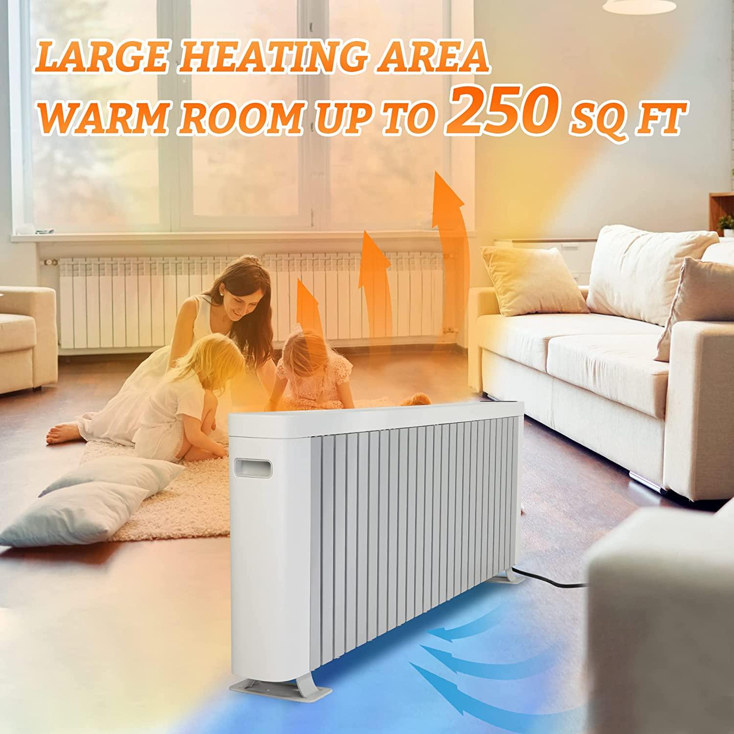 Electric Baseboard Heater 1500W Large Room Space Heater LED Digital Display, for Bedroom, Office Convection Heater - Bosonshop