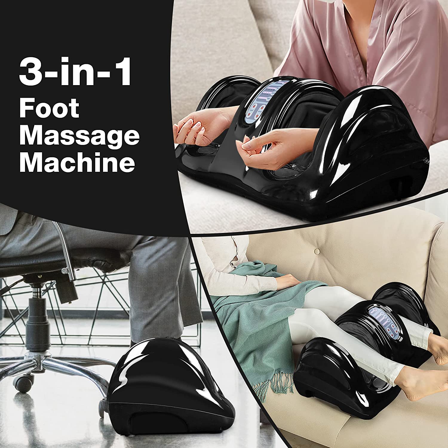 Shiatsu Foot Leg Massager Machine Therapeutic Foot Massager w/High Intensity Rollers with Remote - Bosonshop