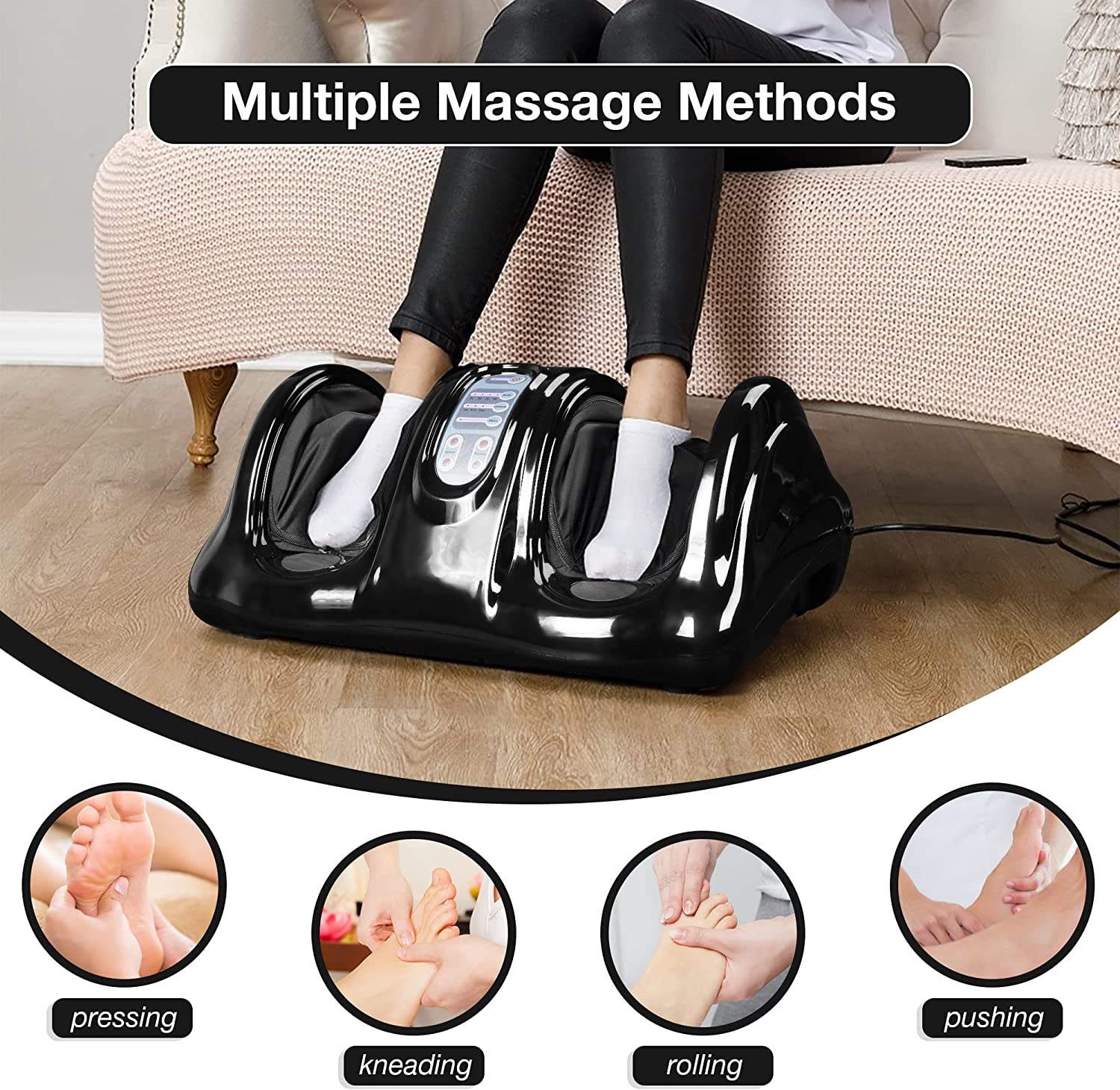 Shiatsu Foot Leg Massager Machine Therapeutic Foot Massager w/High Intensity Rollers with Remote - Bosonshop