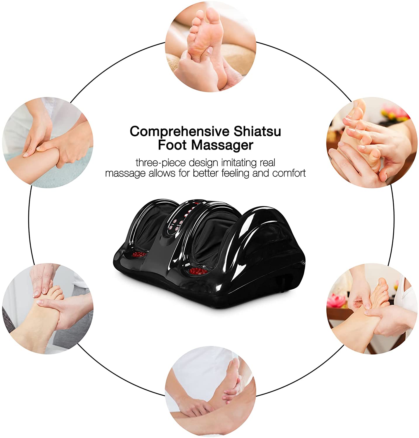 Electric Multilevel Settings Foot Massager Machine with Soothing Heat Deep Kneading Rolling for Foot Pain - Bosonshop