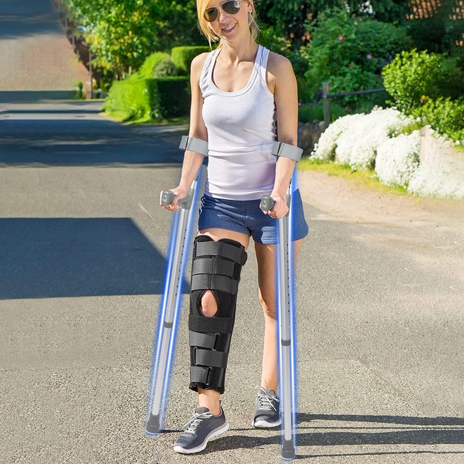 1 Pair of Aluminum Alloy Rehabilitation Crutches with Ergonomic Handles - Bosonshop