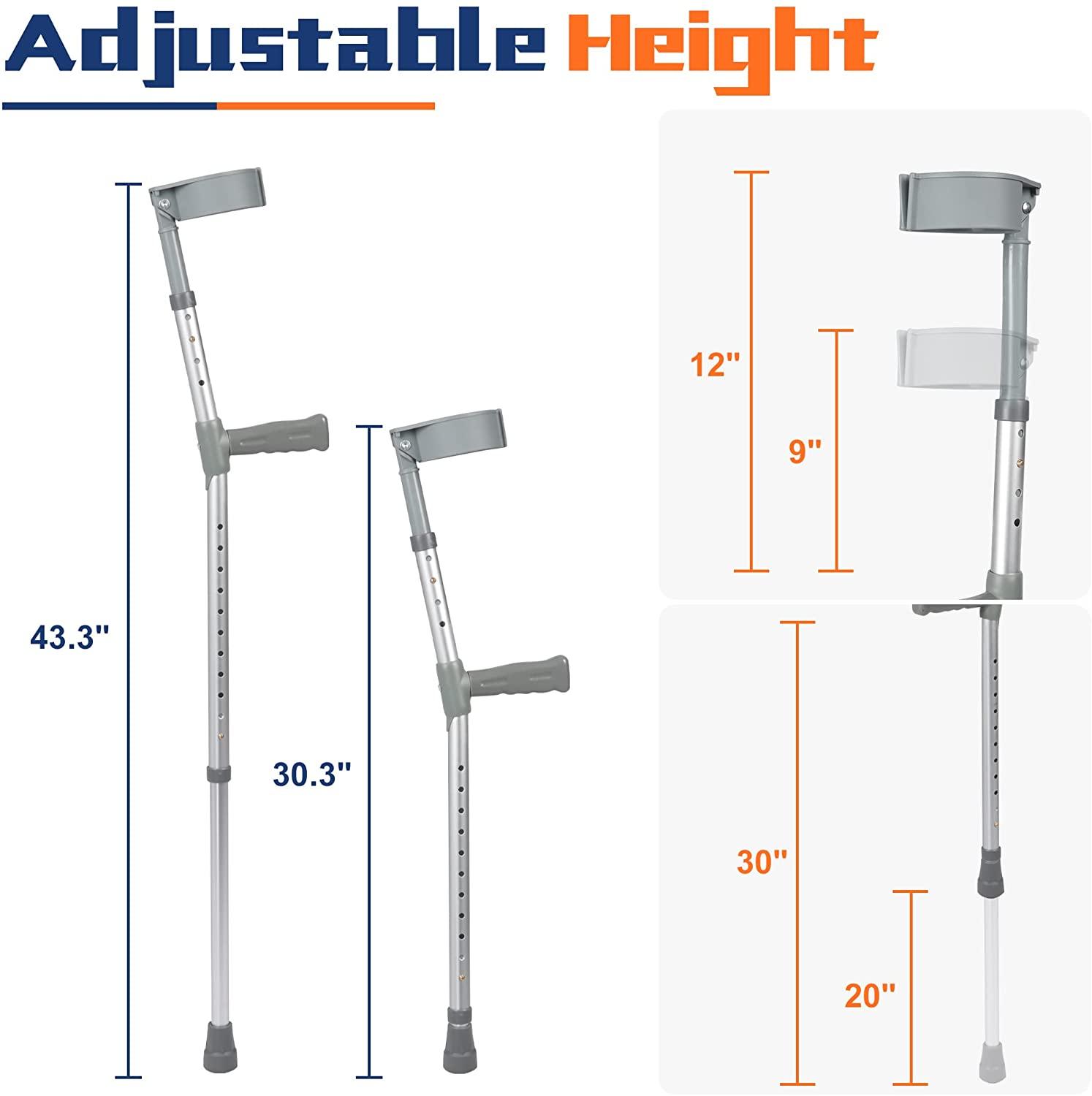 1 Pair of Aluminum Alloy Rehabilitation Crutches with Ergonomic Handles - Bosonshop