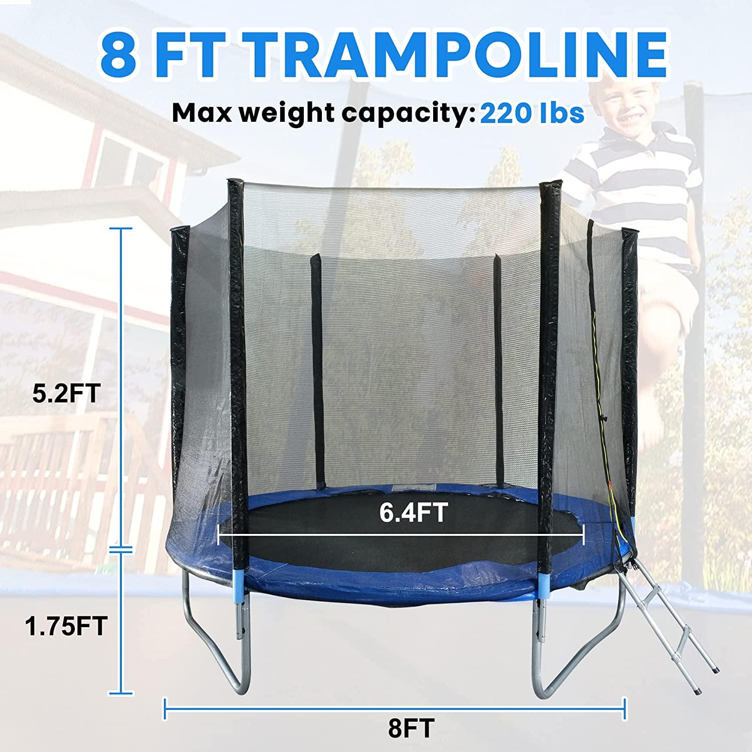 8FT Trampoline with Safety Enclosure Net and Ladder Bounding Table,Trampoline Combo Jumping Trampoline Fitness - Bosonshop