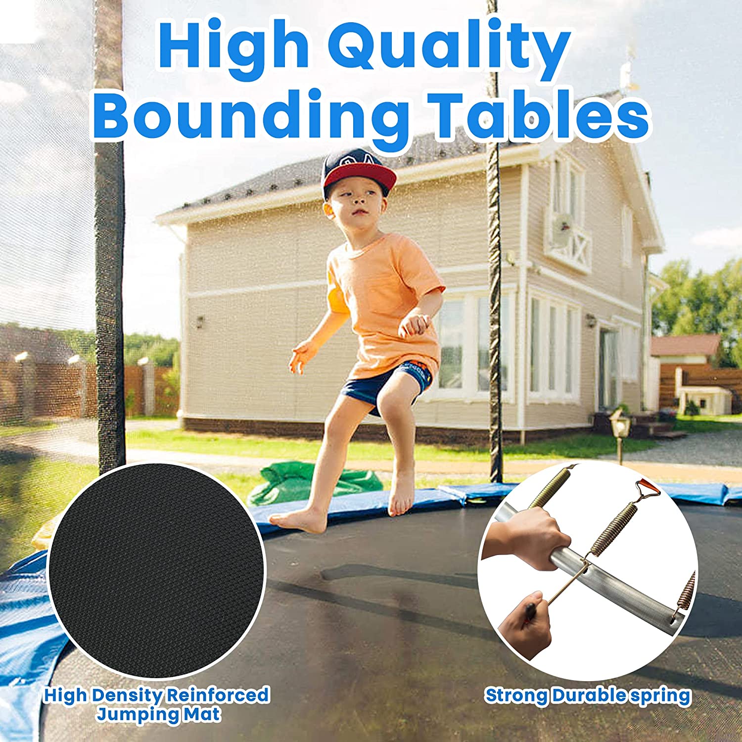 8FT Trampoline with Safety Enclosure Net and Ladder Bounding Table,Trampoline Combo Jumping Trampoline Fitness - Bosonshop