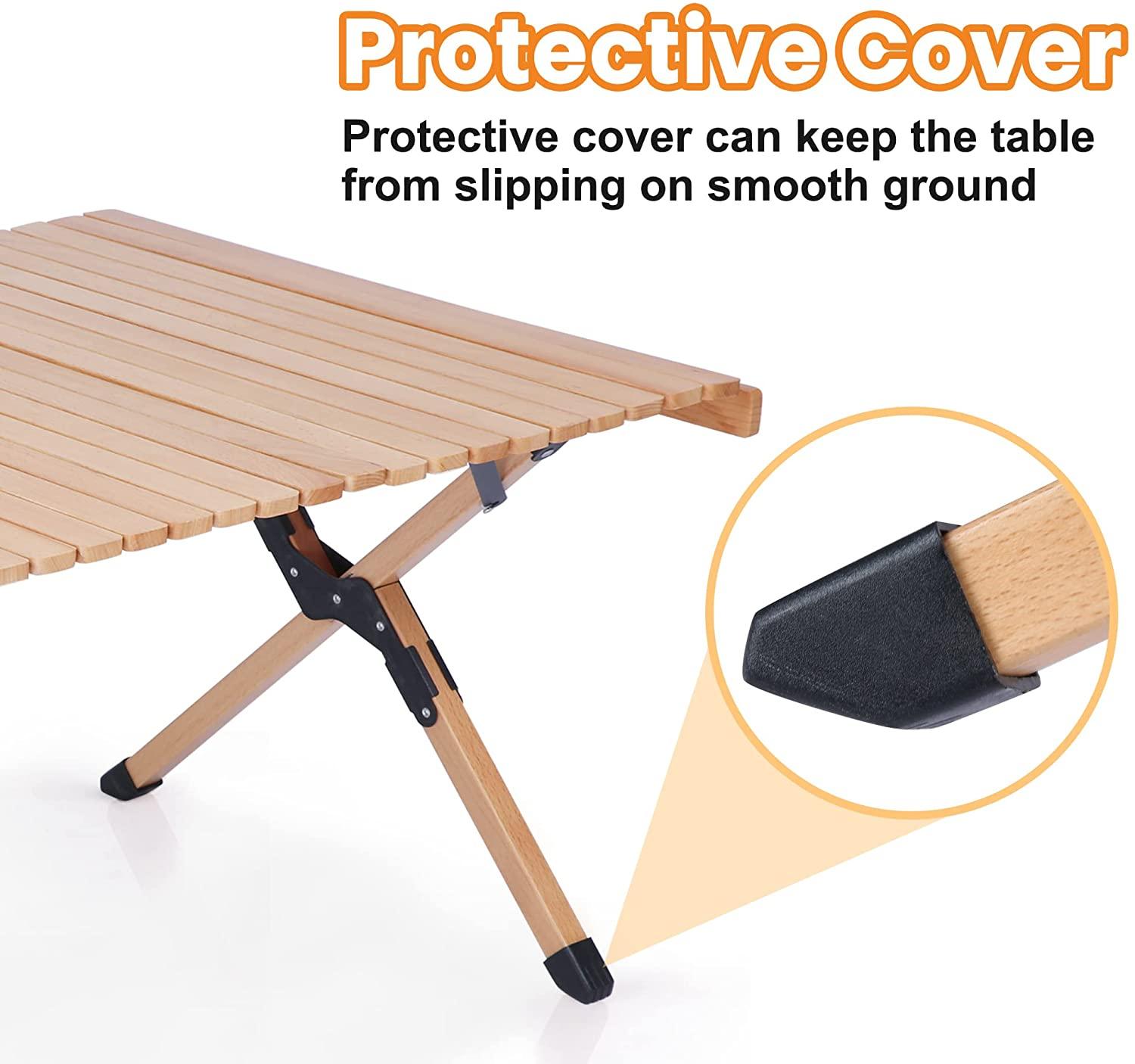 Folding Camping Roll Up Wooden Table Foldable Indoor Outdoor Low Height Portable Picnic Table - Bosonshop