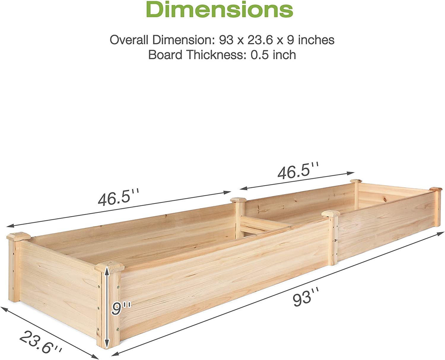 Raised Garden Bed 8 x 2 Ft Outdoor Natural Fir Wood Elevated Planter Garden Box for Vegetable Flower Herb - Bosonshop