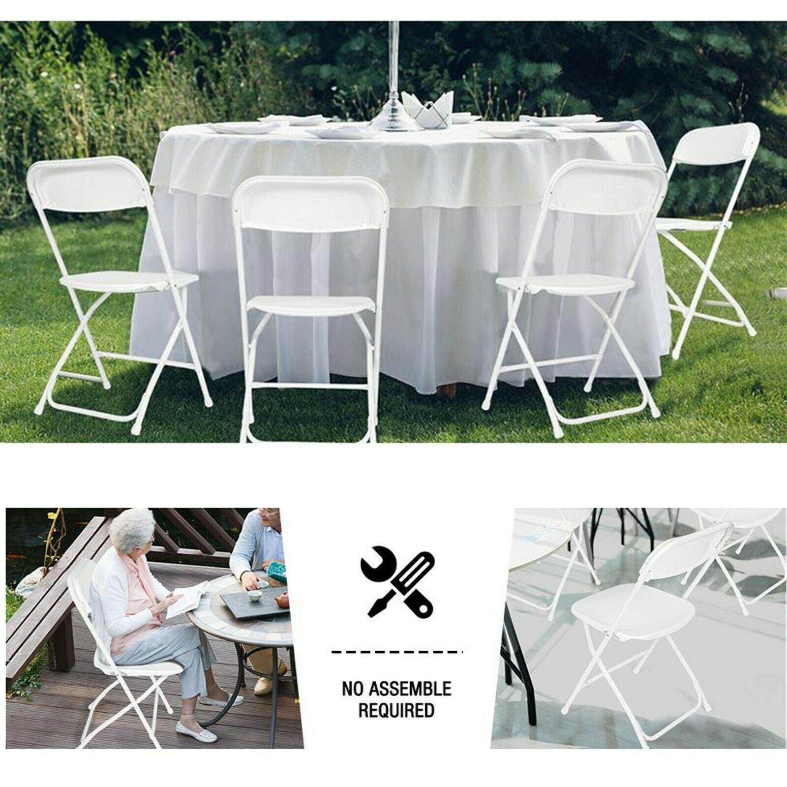 6 Pcs Premium White Plastic Folding Chairs for Wedding Party Outdoor Indoor Office Meeting House, 650 Lbs - Bosonshop