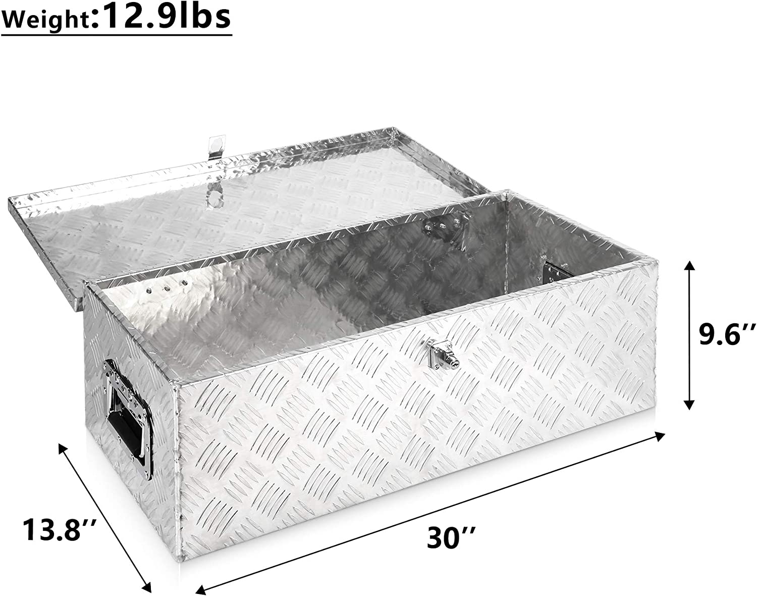 30" x 13.8" x 9.6" Aluminum Truck Tool Box Trailer RV Underbody Storage Toolbox w/ Lock & Keys - Bosonshop