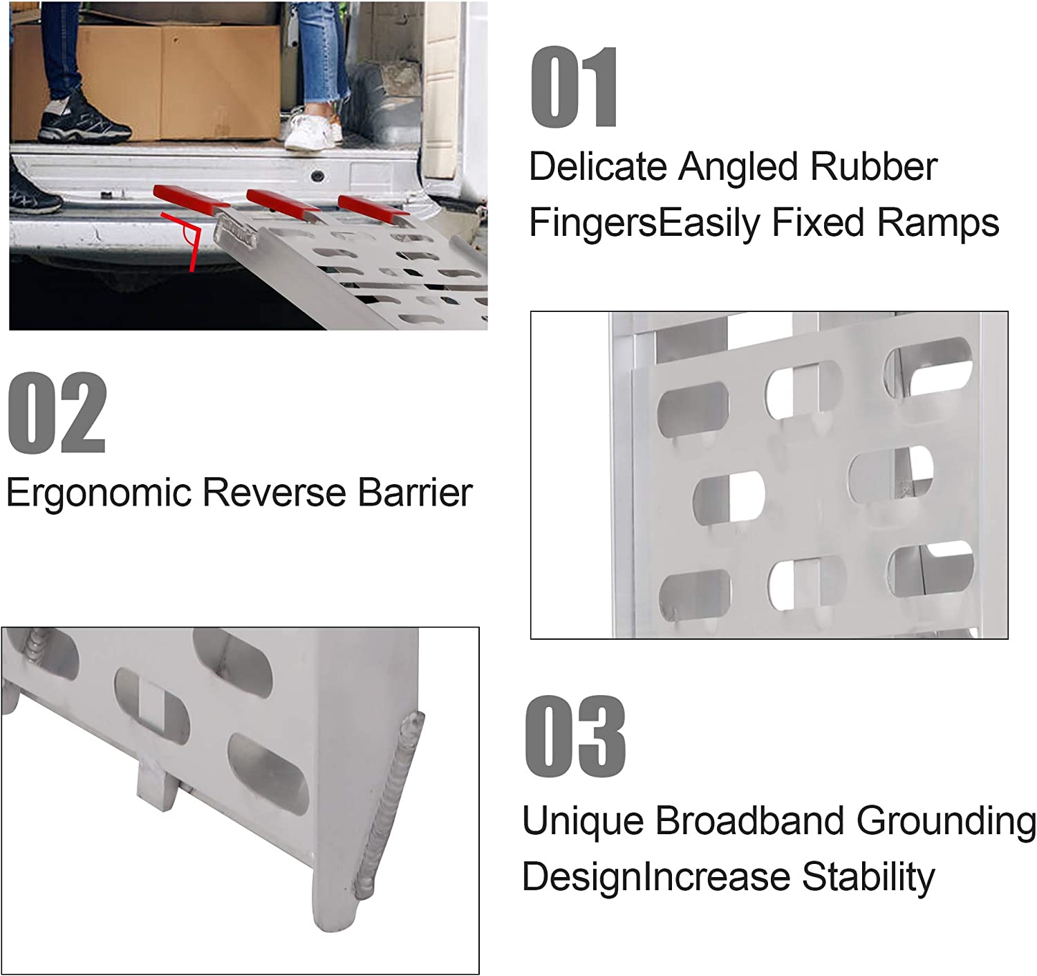 2 PC 7.5' Folding Pickup Truck Aluminum Ramps Loading Ramps for Trucks, 1500lbs Capacity - Bosonshop