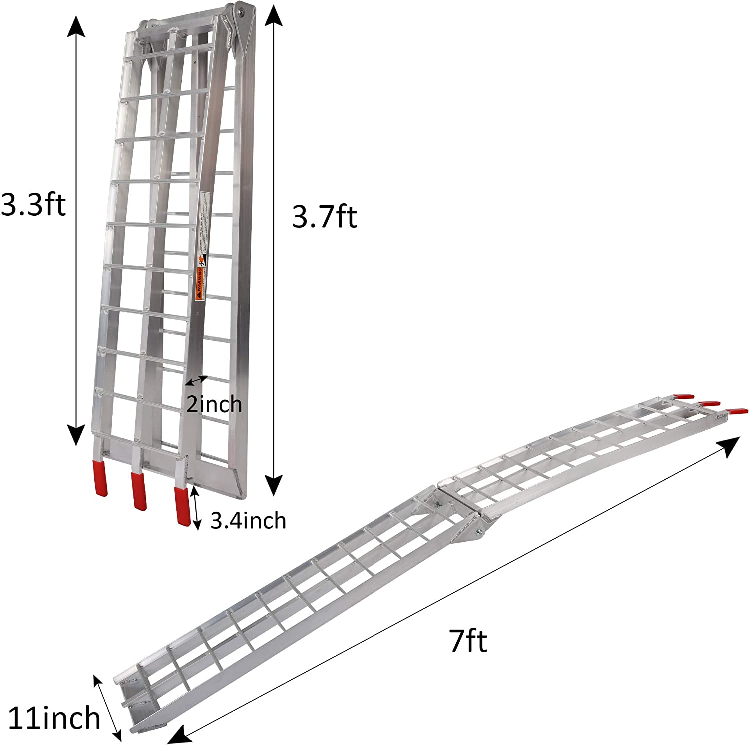 2Pcs 7.5' Loading Ramp Folding Aluminum ATV Ramps fit for Lawnmower Truck Motorcycle, 1500 lb Capacity - Bosonshop